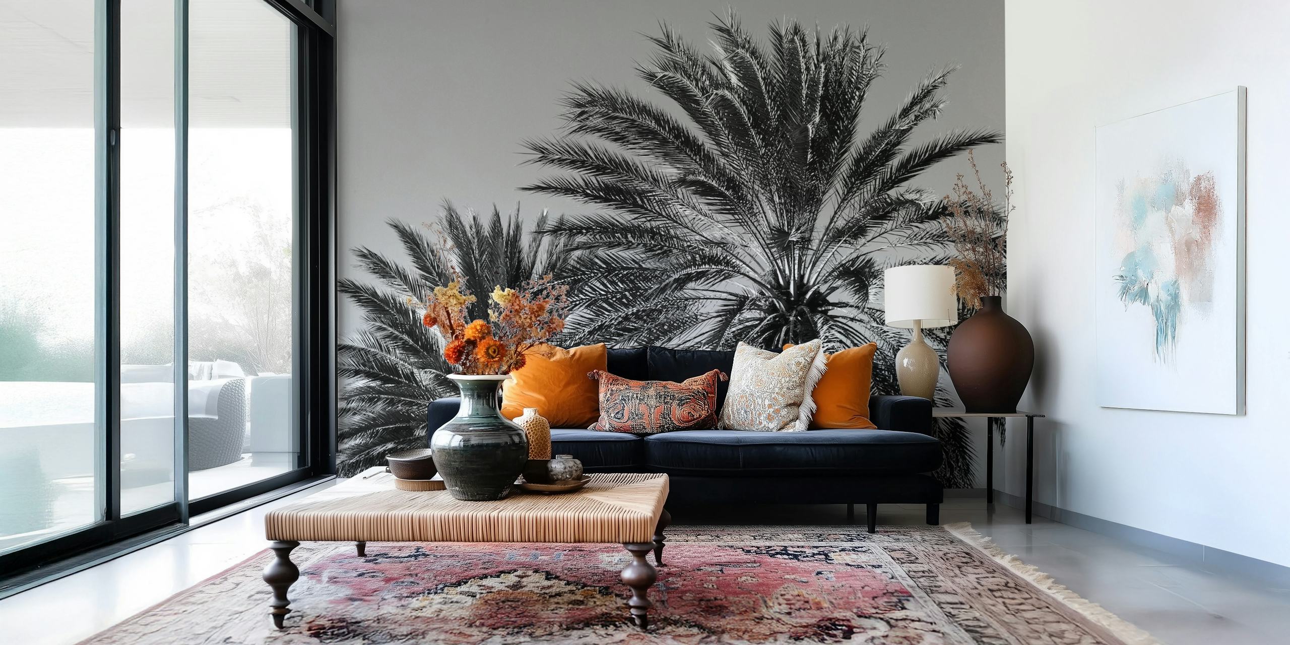 Caribbean Palm Trees Beach papier peint dans une pièce