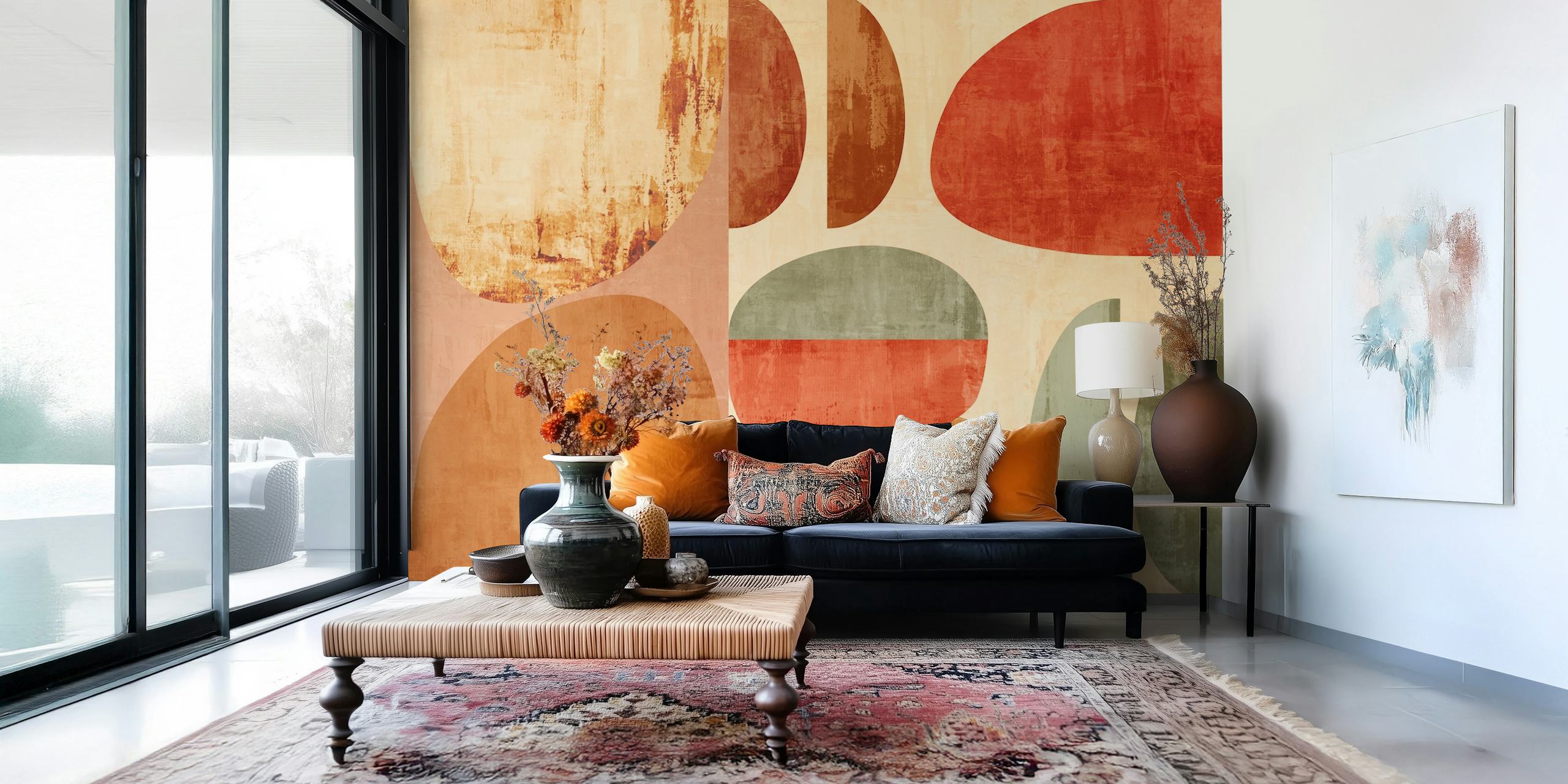 Red and Green Rustic Abstract Tapetdesign