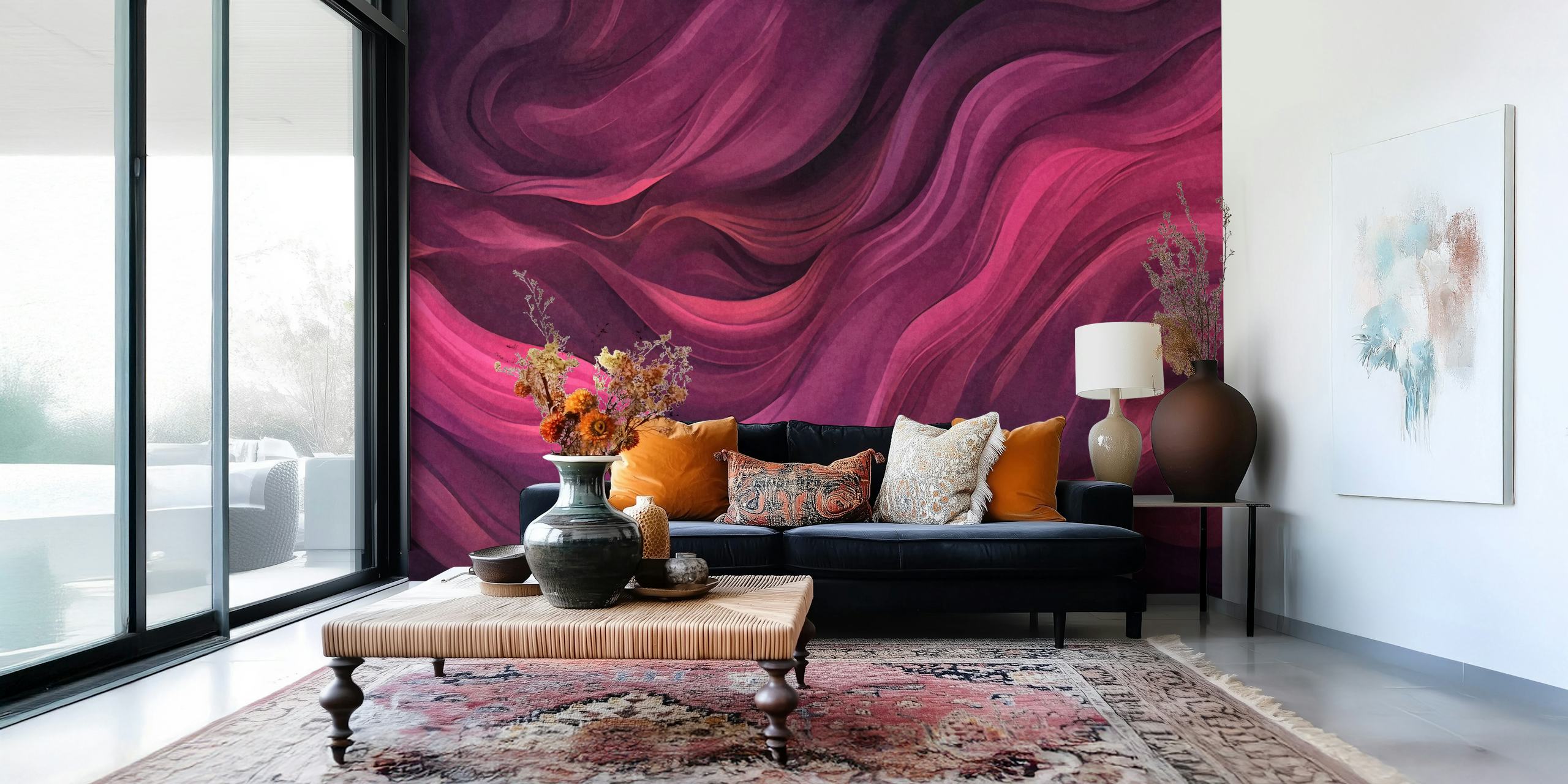 Deep magenta red abstract watercolor wallpaper