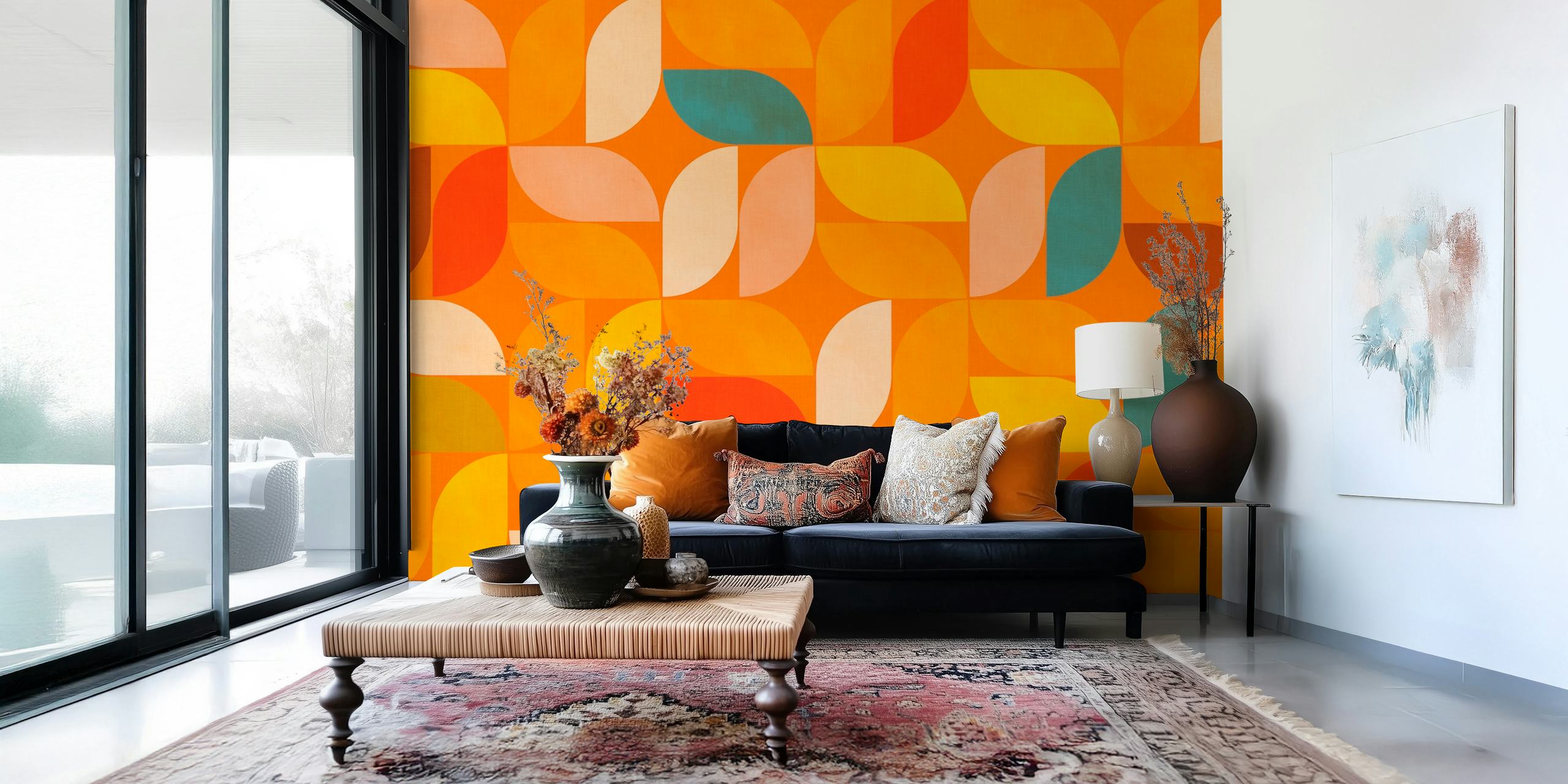 Geometric shapes mid-century wallpaper design
