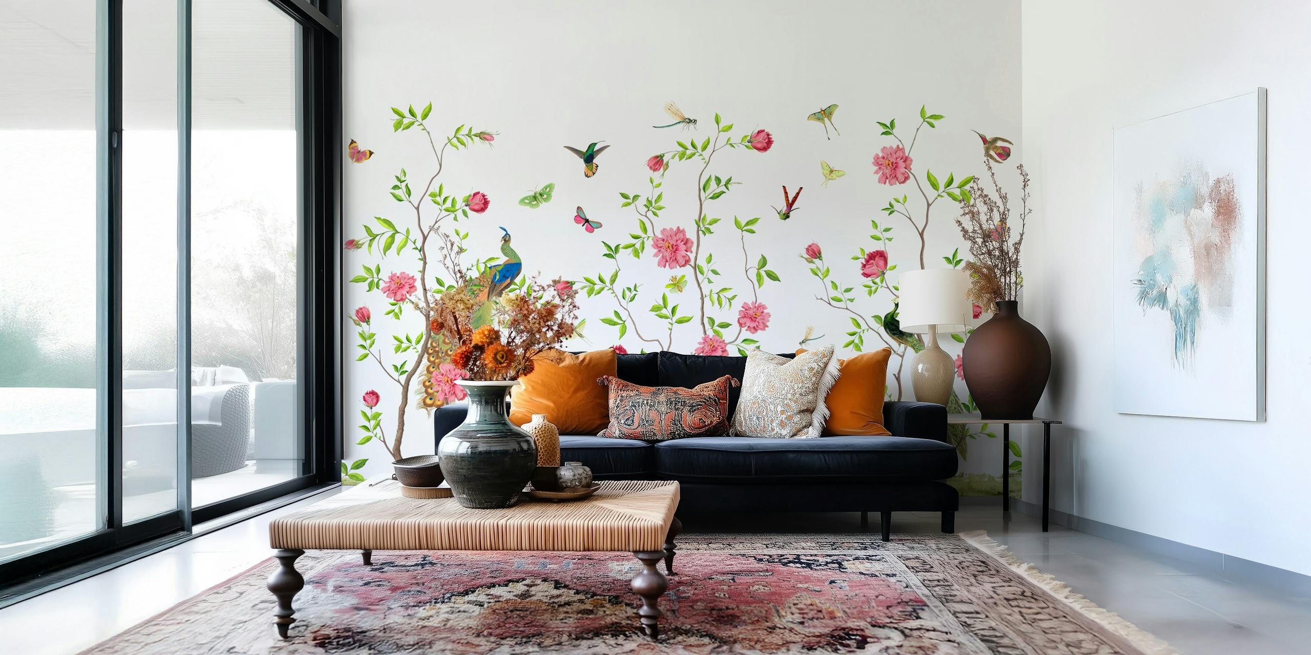 Vintage Chinoiserie Garden wallpaper design