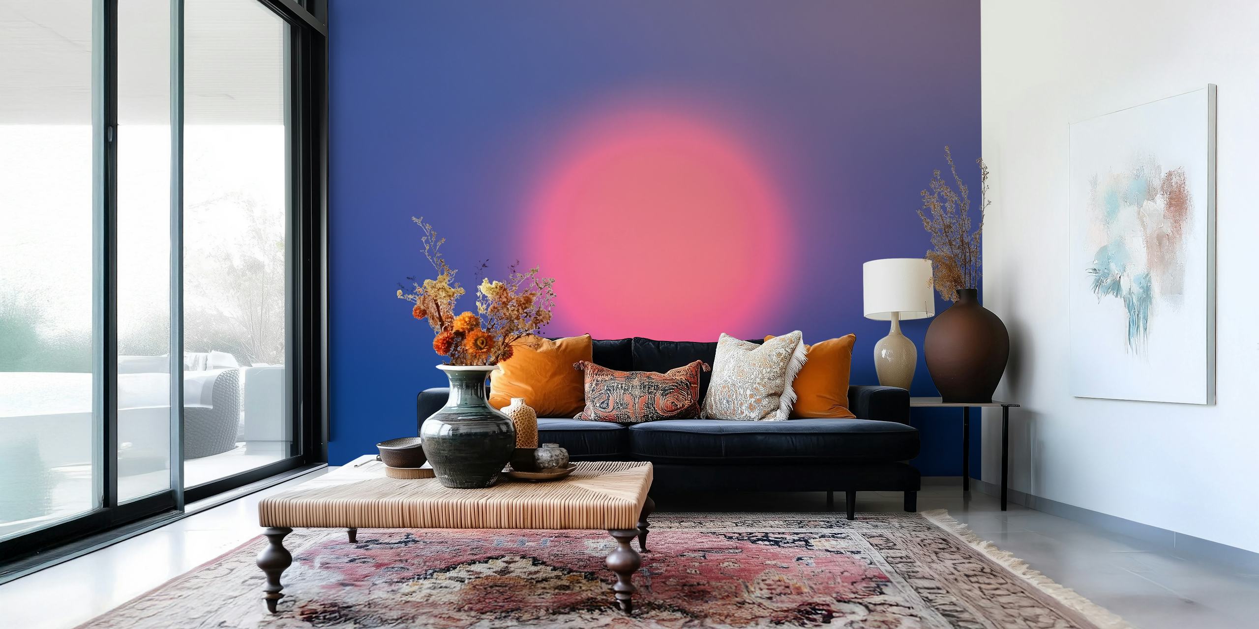 Abstract sunset hues wall mural capturing the essence of day's end