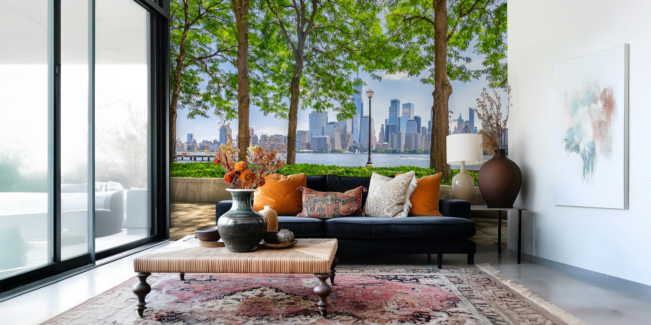 New Jersey skyline tapet i et rum