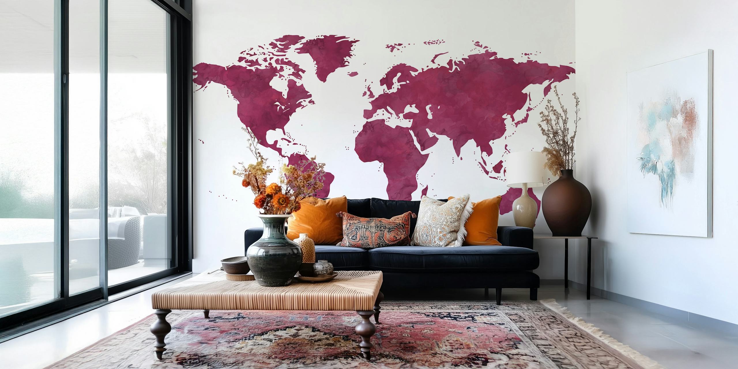 Βαφή τοίχου παγκόσμιος χάρτης μωβ