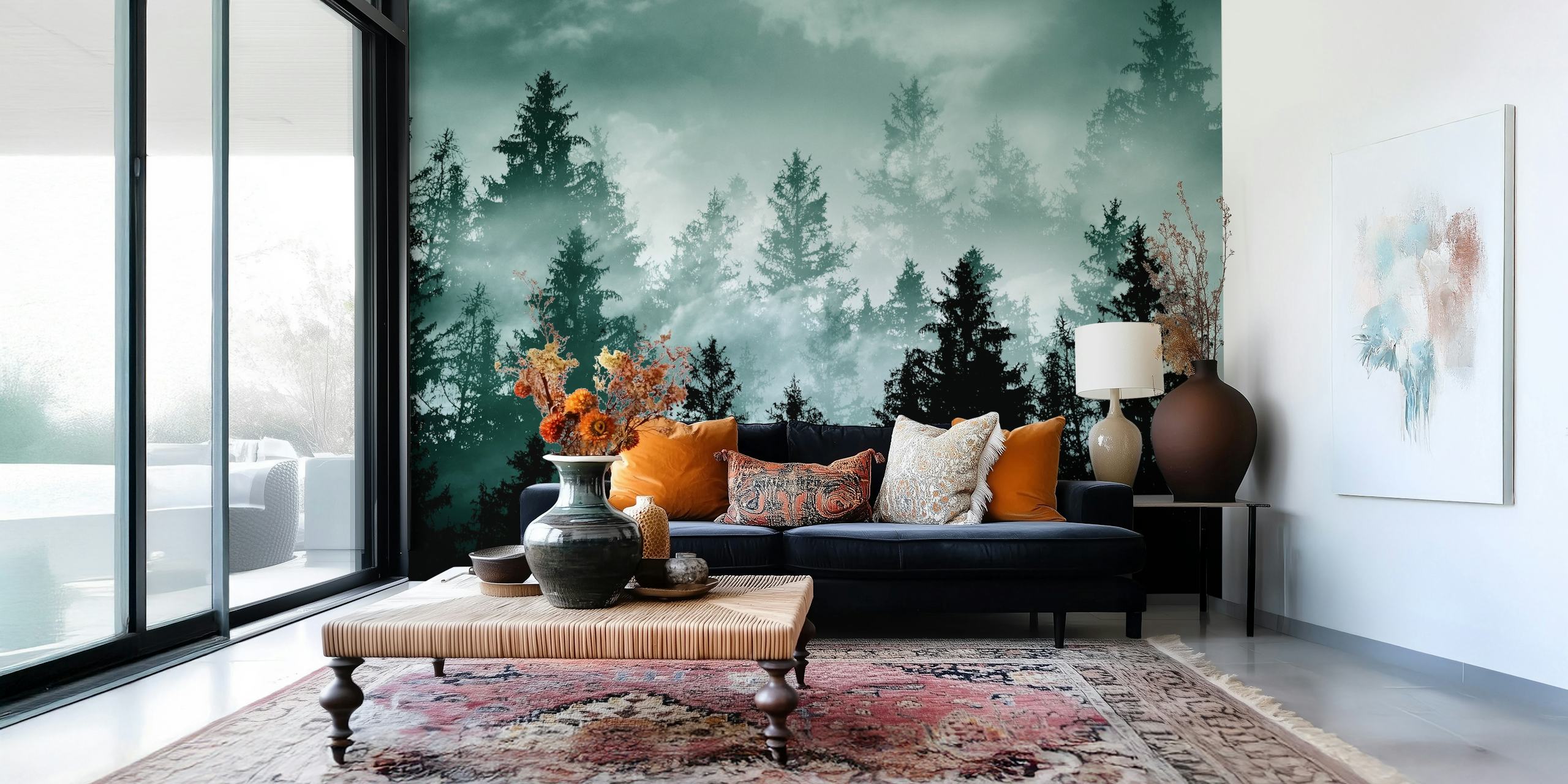 Teal Green Forest Dream 1 v místnosti