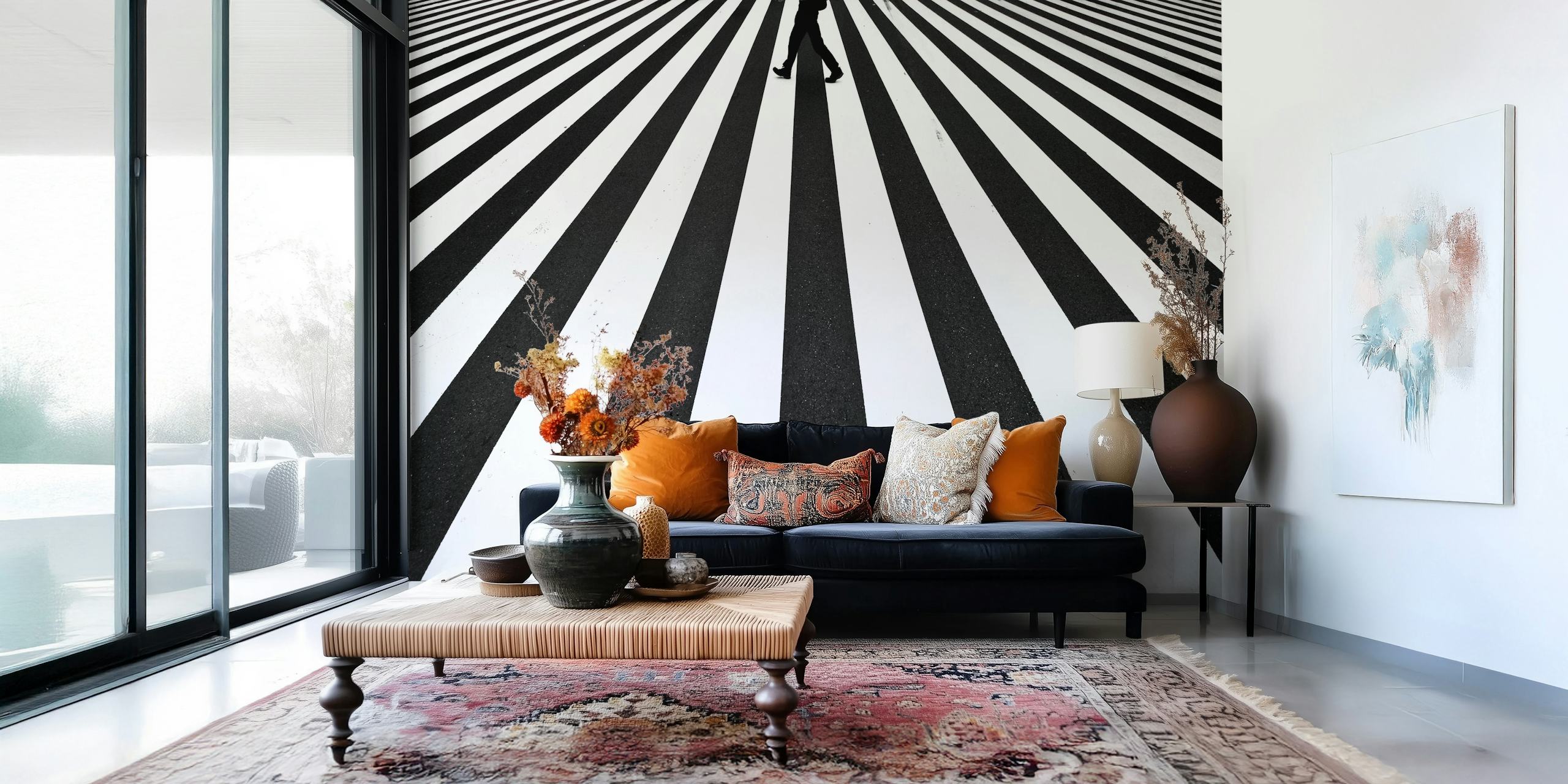 Design della carta da parati Stripe in una stanza