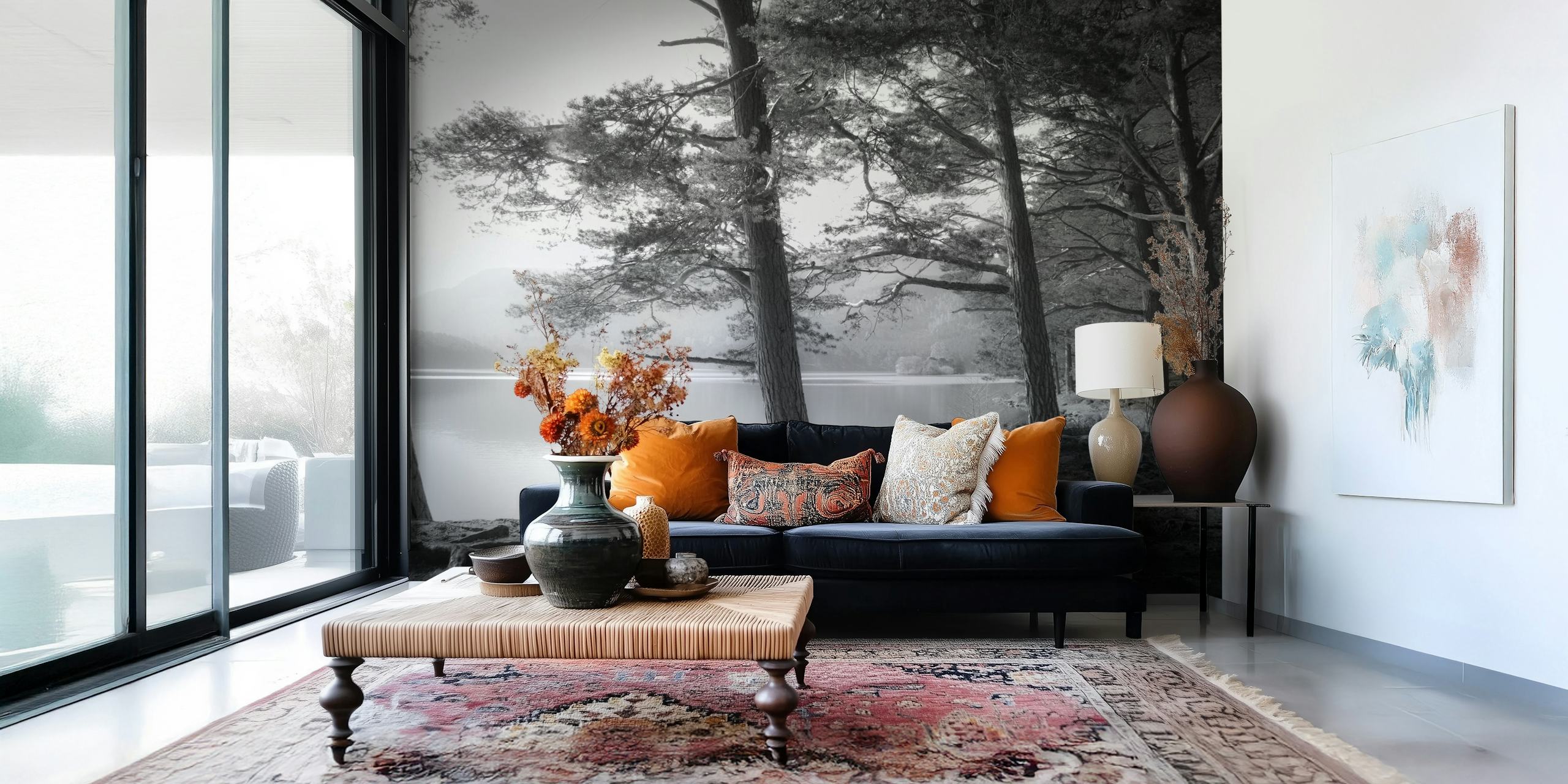 Loch an Eilein wallpaper in a stylish room