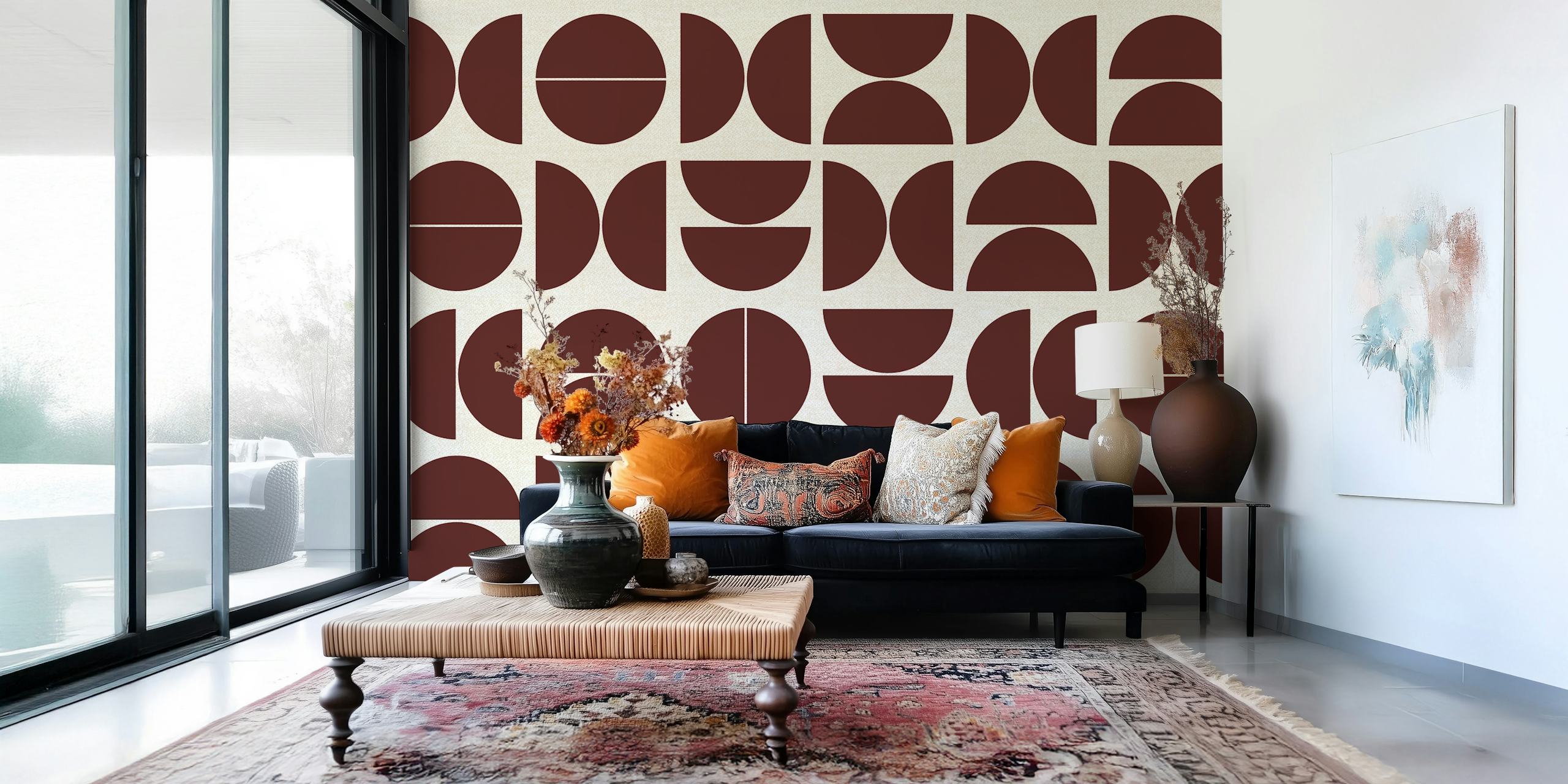 Wine Colors Bauhaus behangontwerp in een kamer