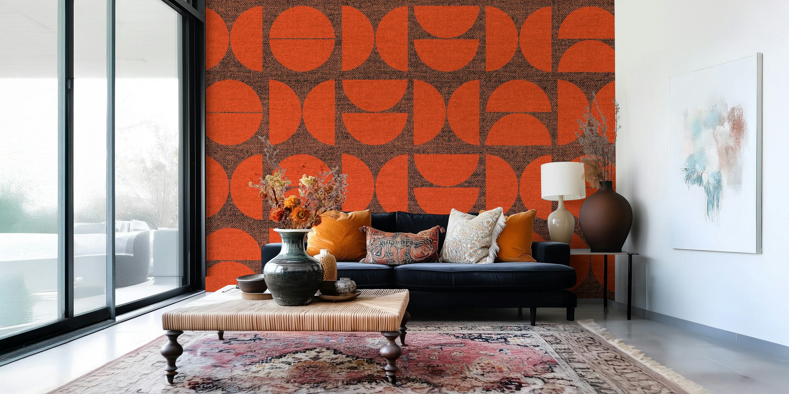 Mid Century Bauhaus wallpaper in een kamer