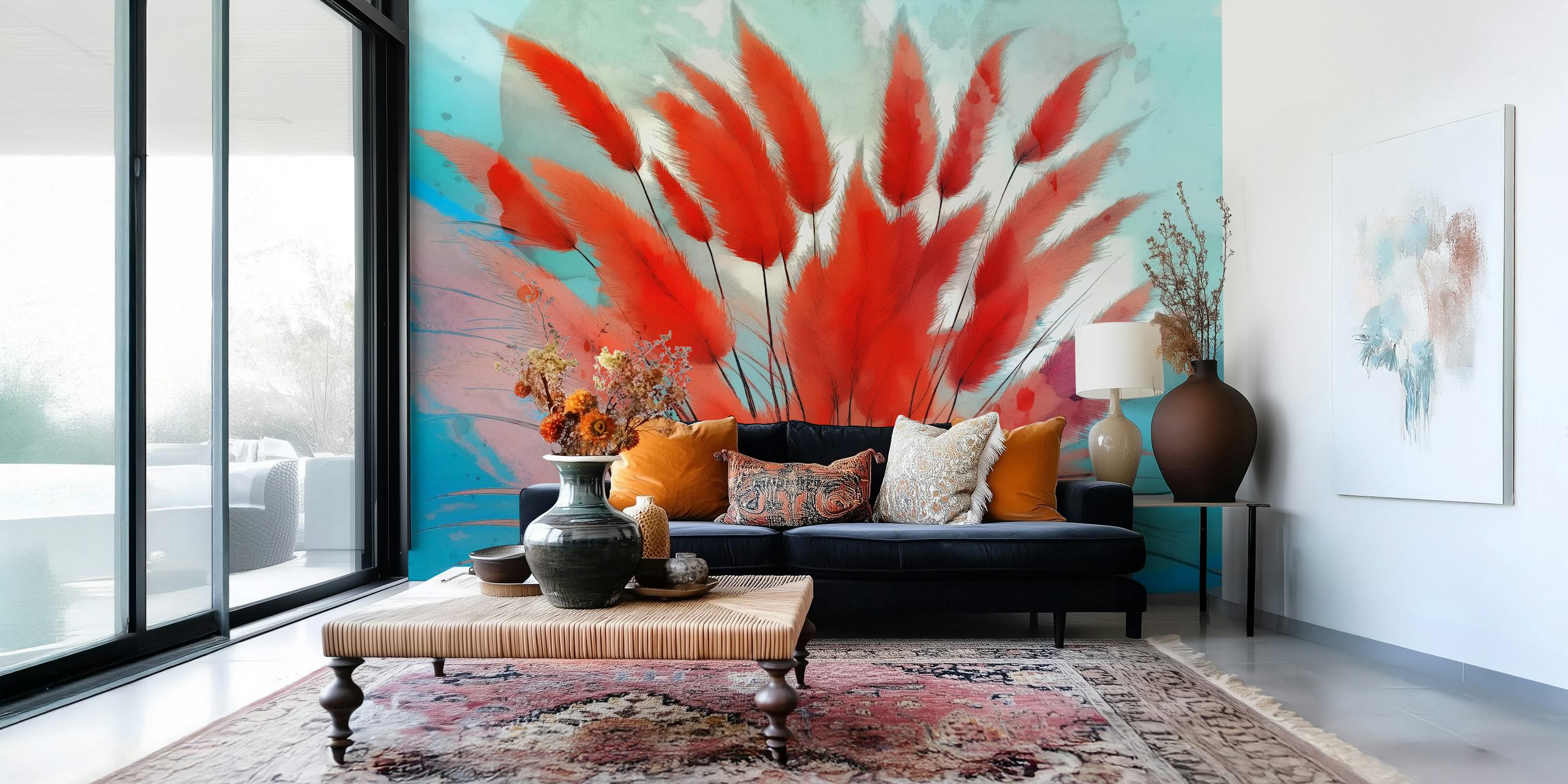 Wild Pampas Grass Art Design in einem Raum