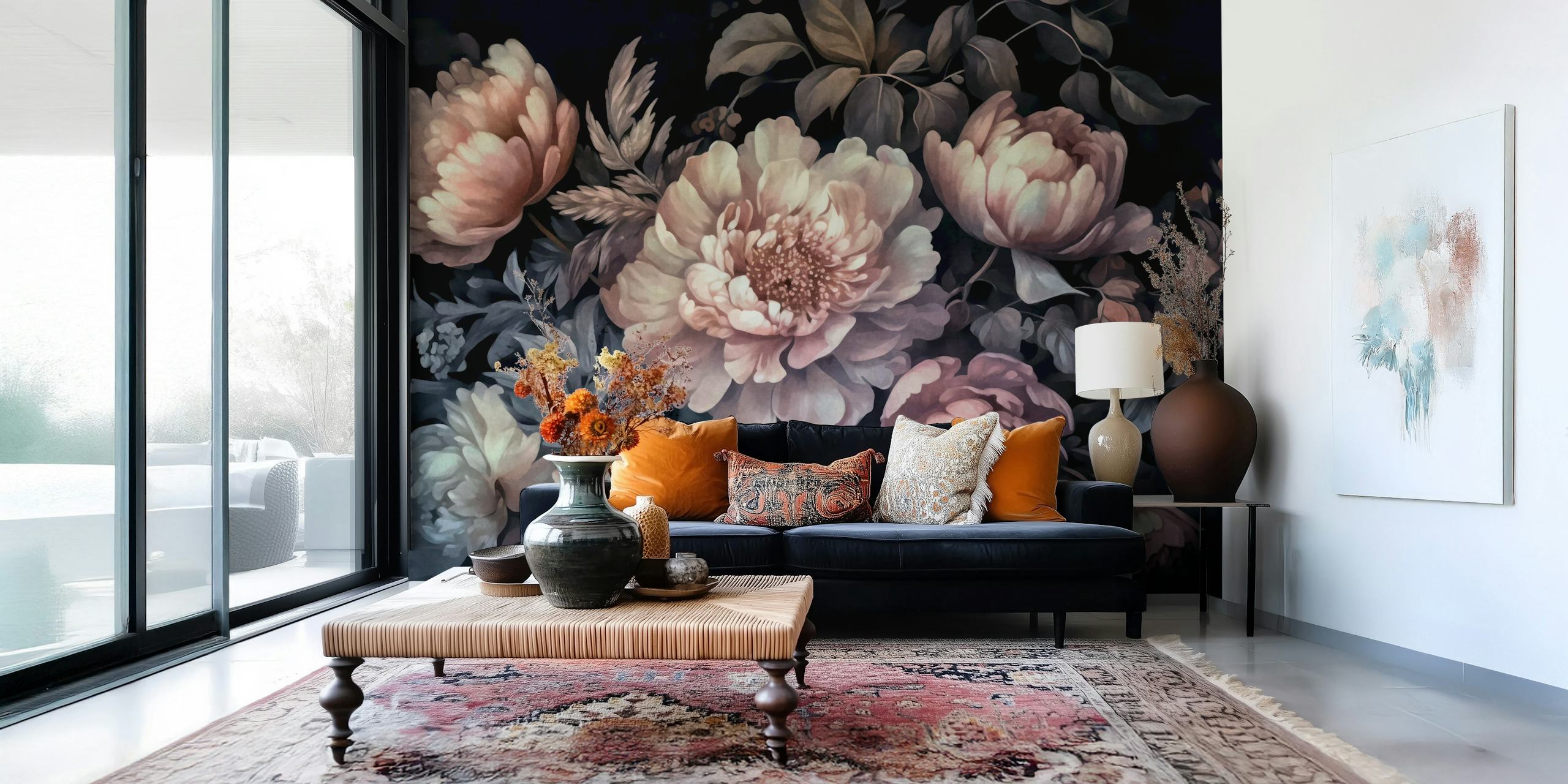 Moody Baroque cvjetni wallpaper u sobi