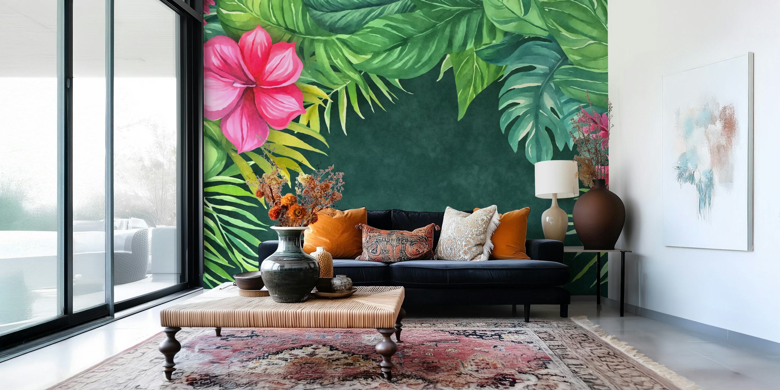 Lush Garden Reverie watercolor wallpaper design
