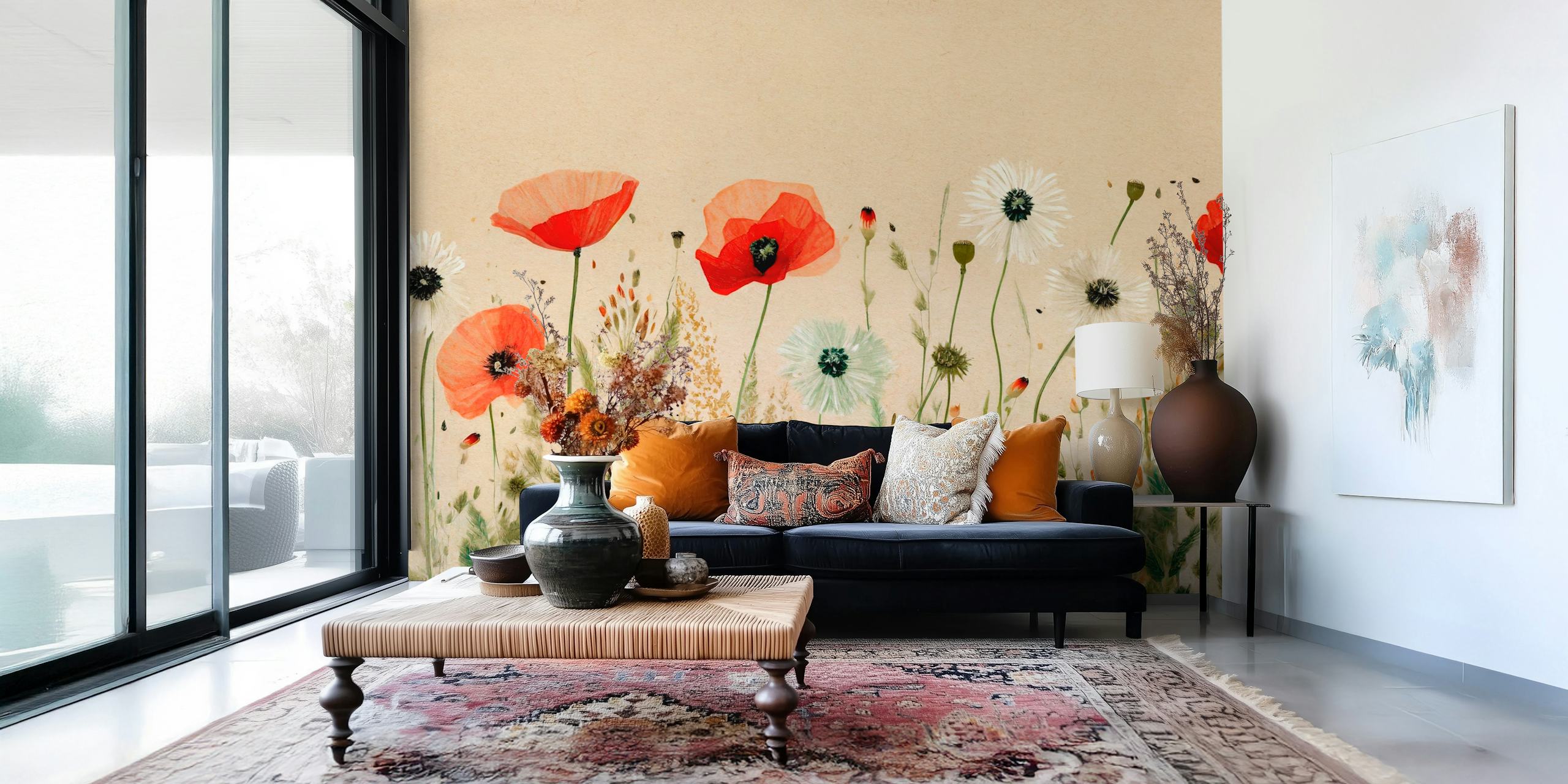 Wild meadow poppies tapetdesign