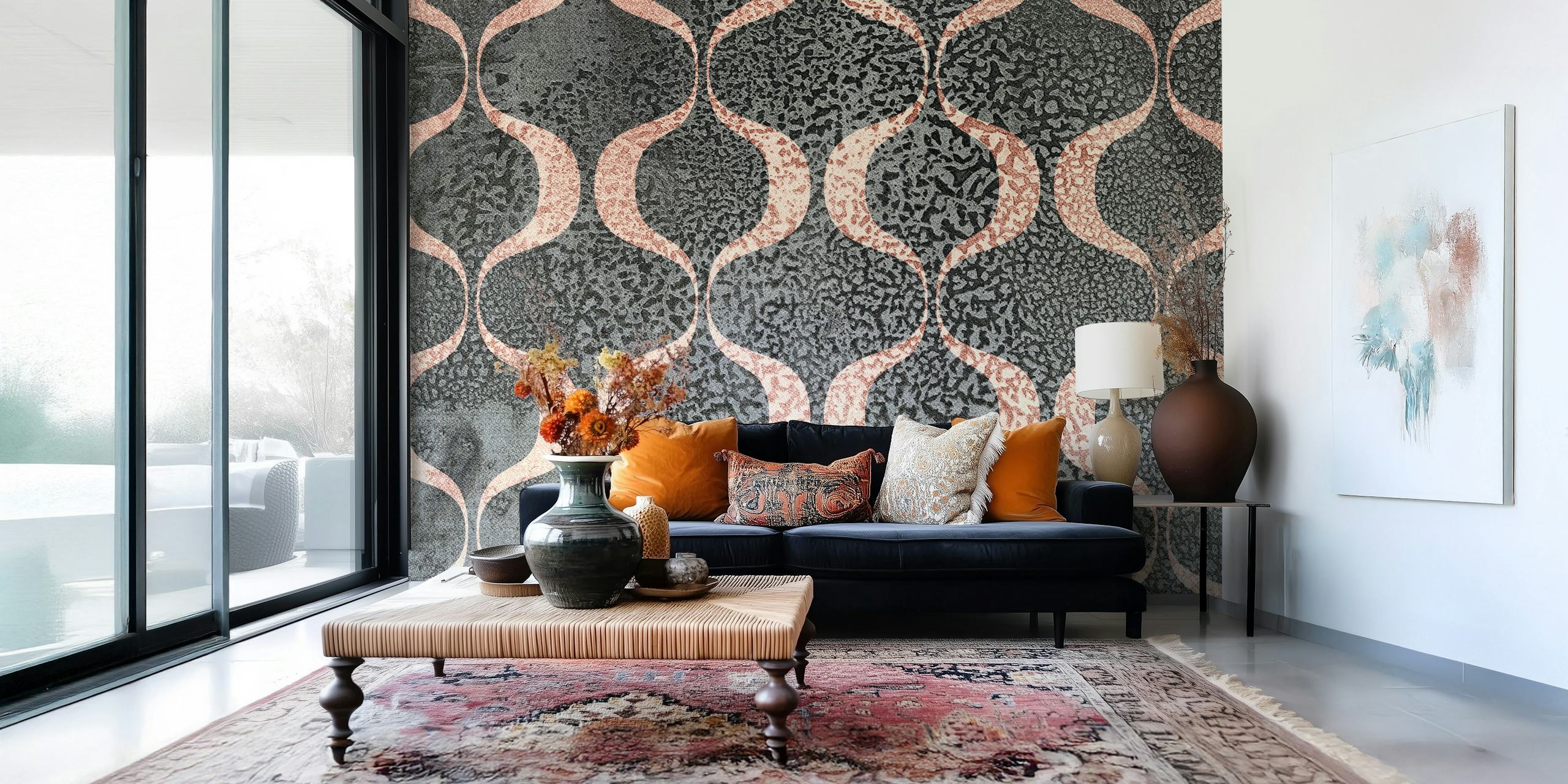 Moody Chic papier peint dans un intérieur élégant