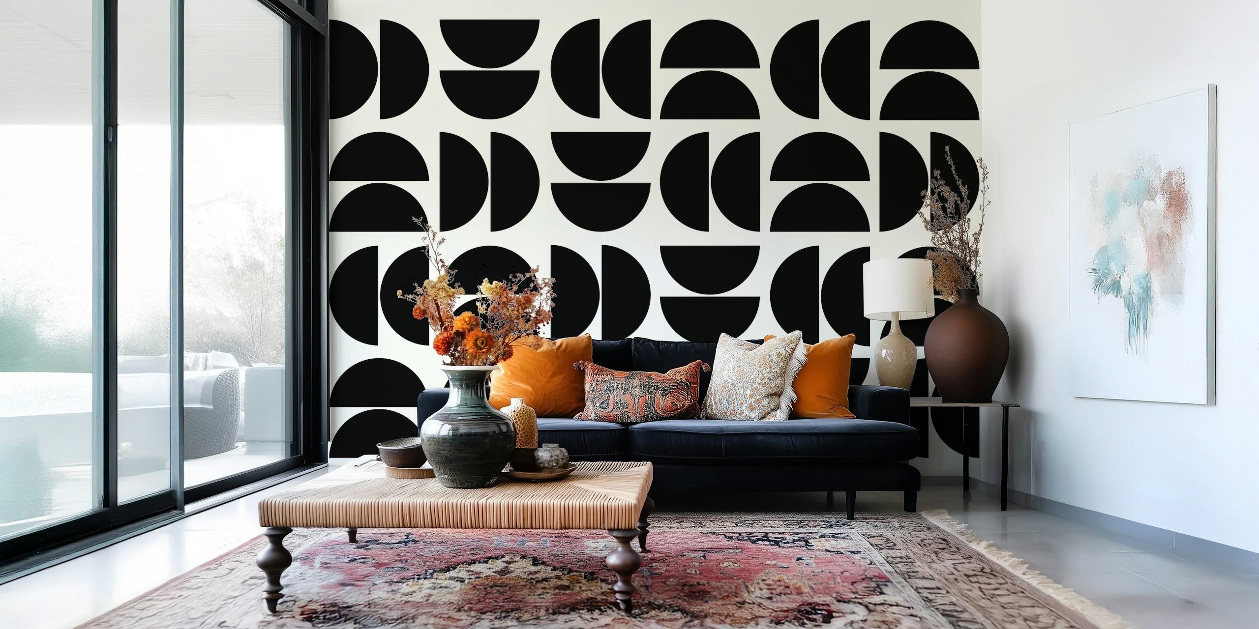 Black and white geometric pattern wallpaper