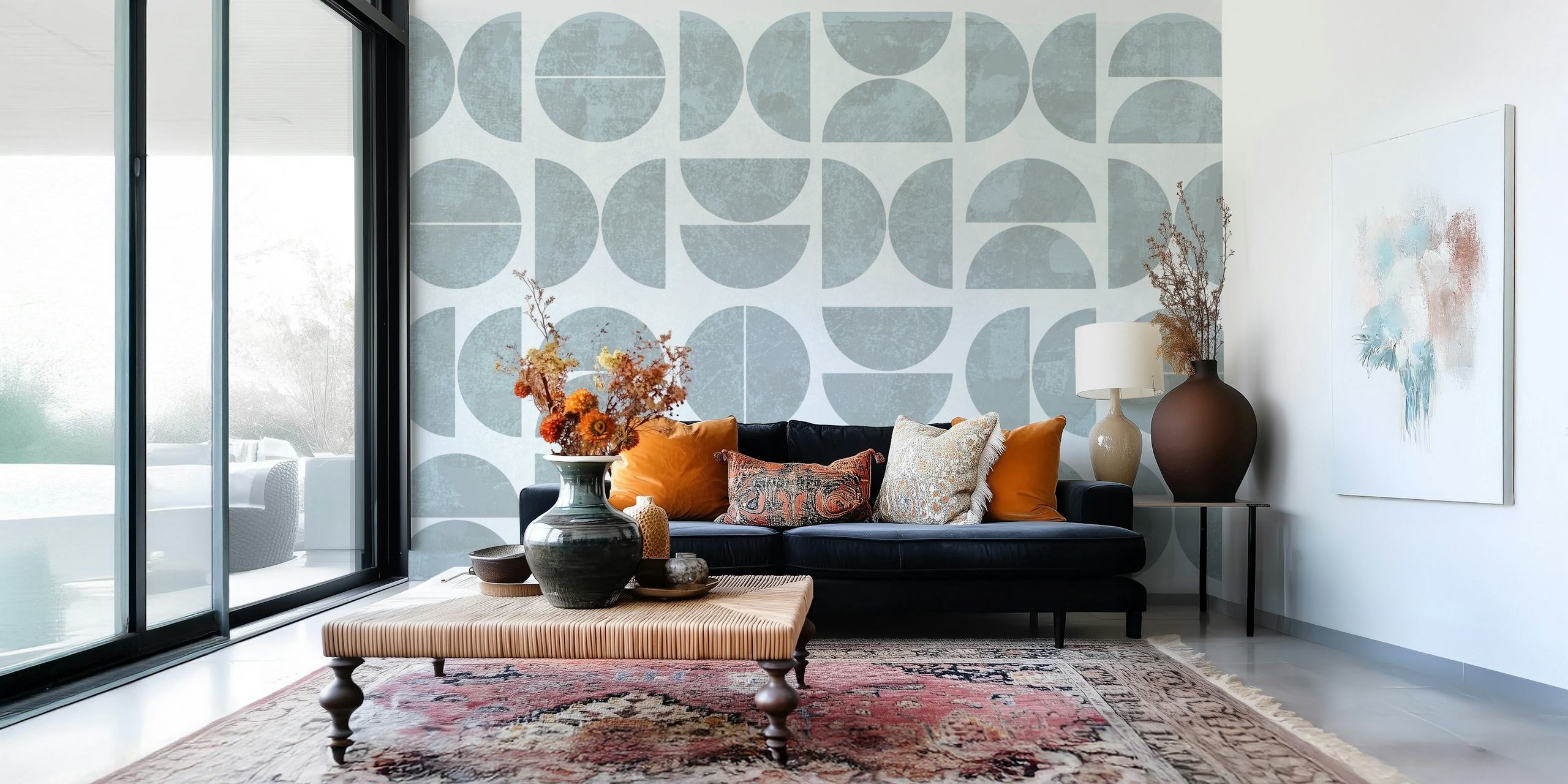Geometric shapes in grey tones wallpaper