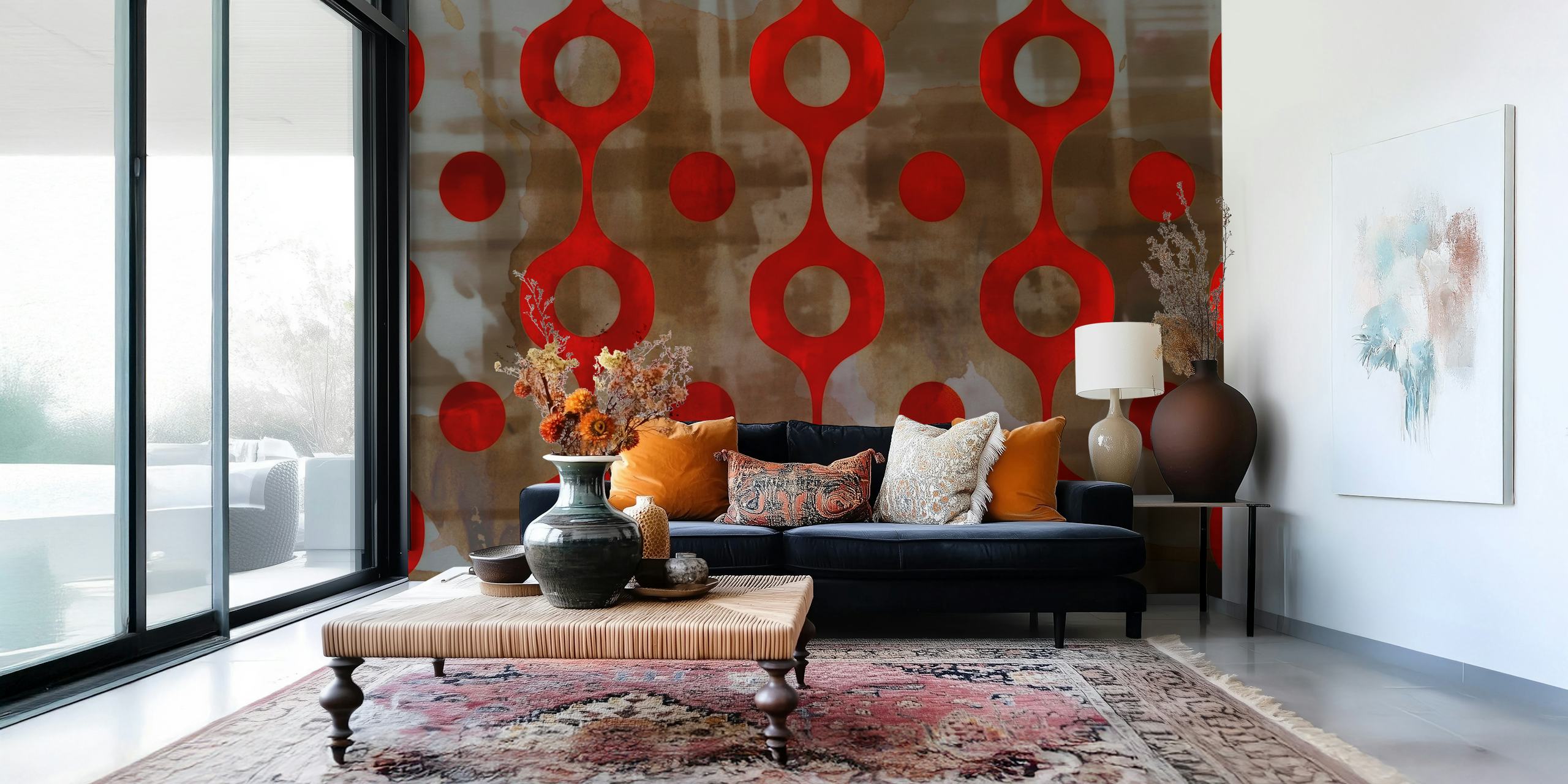 Funky Seventies Luxury Tapete in einem Zimmer