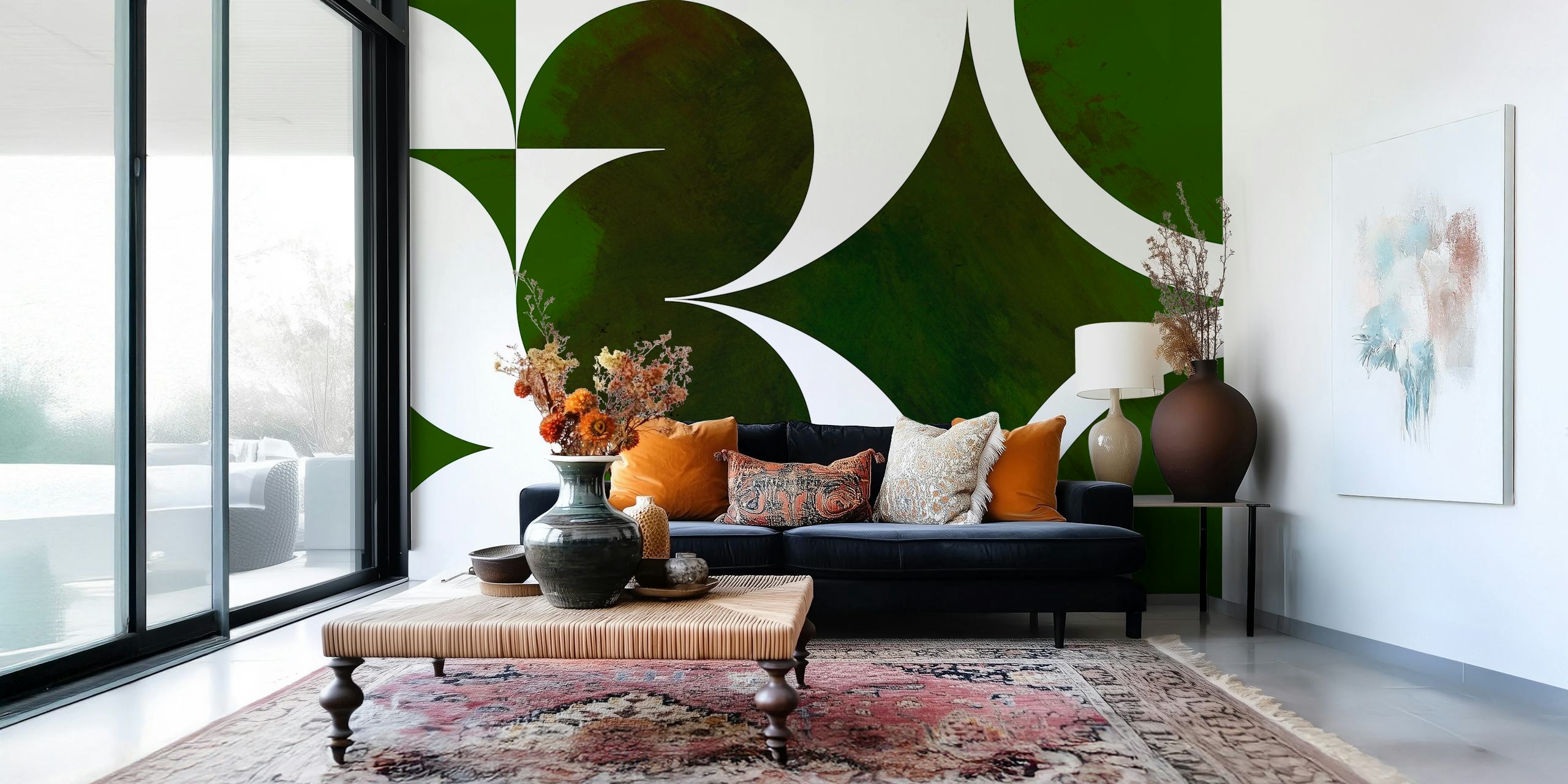 Mid Century Modern Bauhaus tapet i ett rum