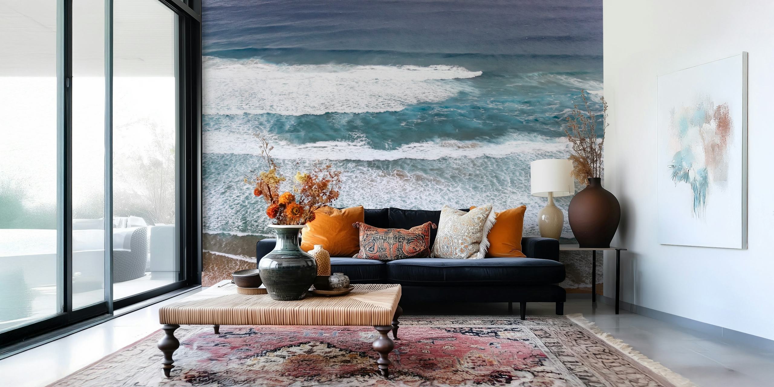 Rough Waves Portugal Atlantic papel pintado en una habitación