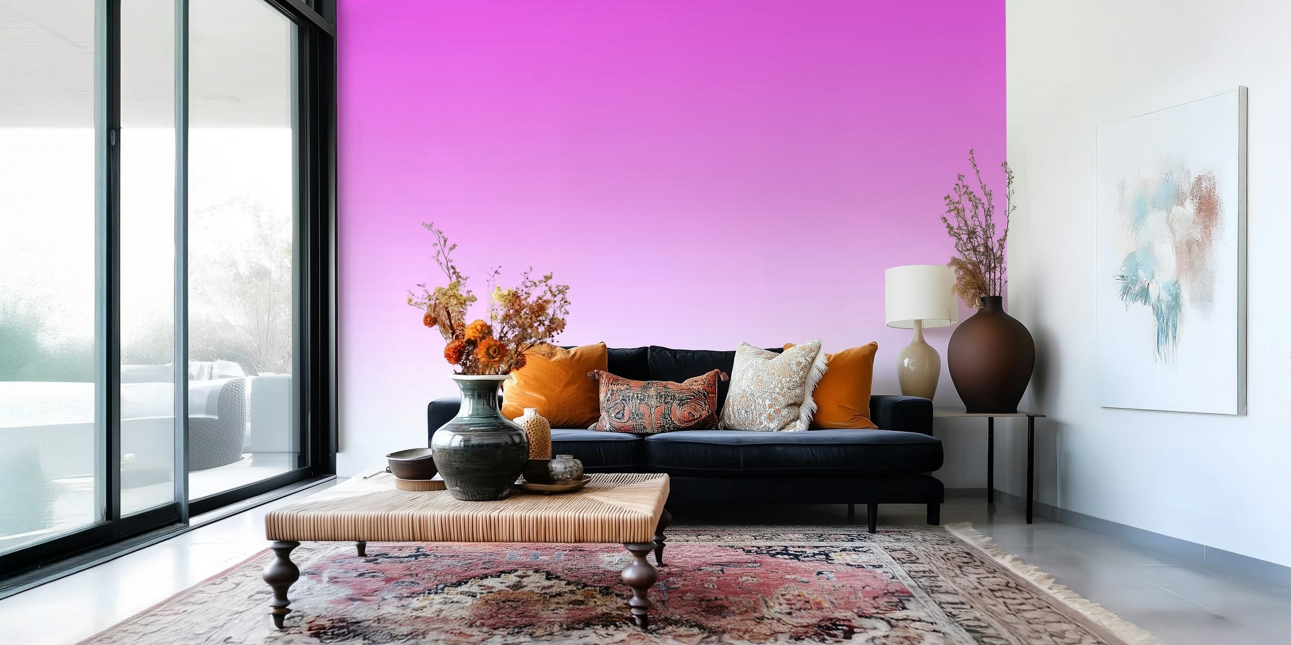 Gradient wallpaper in hot pink shades blending into white