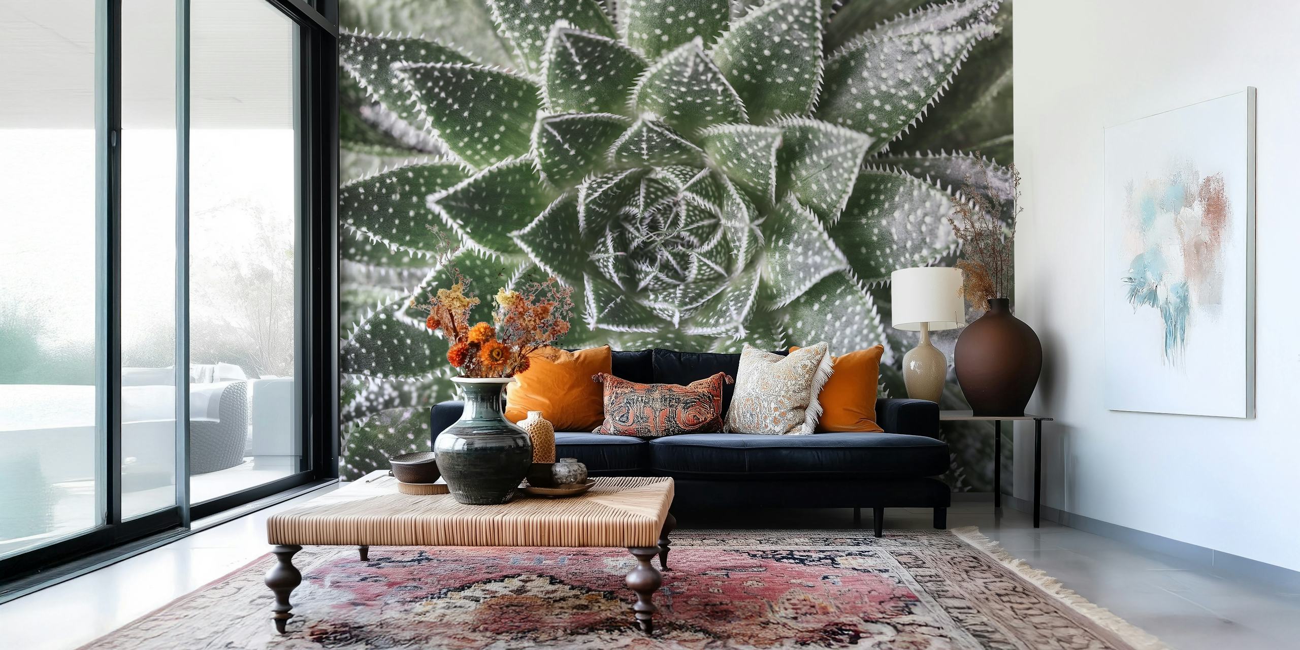 Aloe Aristata zidna slika koja detaljno prikazuje sukulentnu biljku