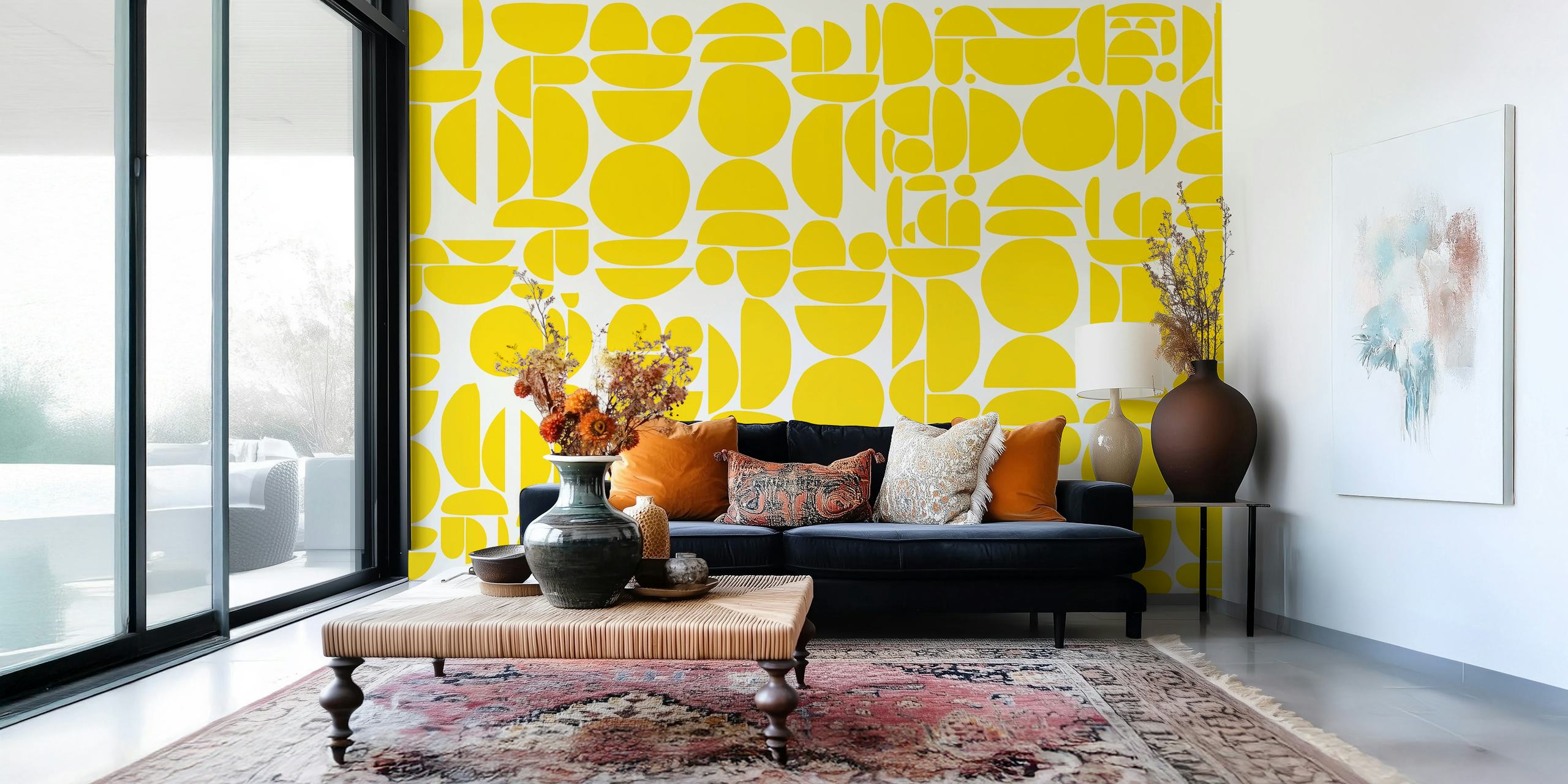 Abstract yellow circles wall mural named Sunny Rounds on happywall.com