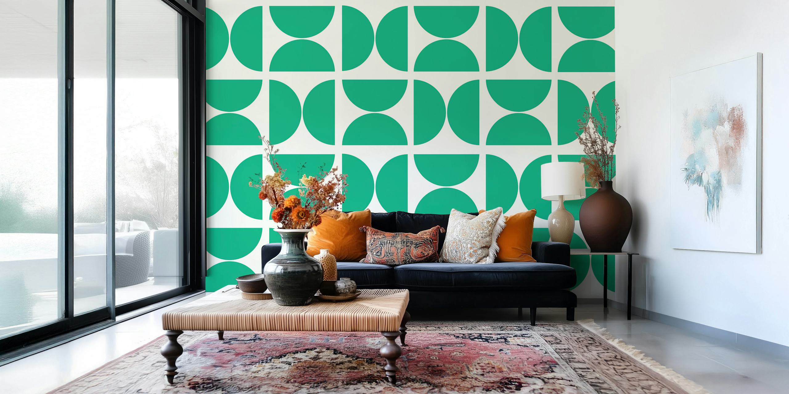 Vivid Green Bauhaus wallpaper in a room