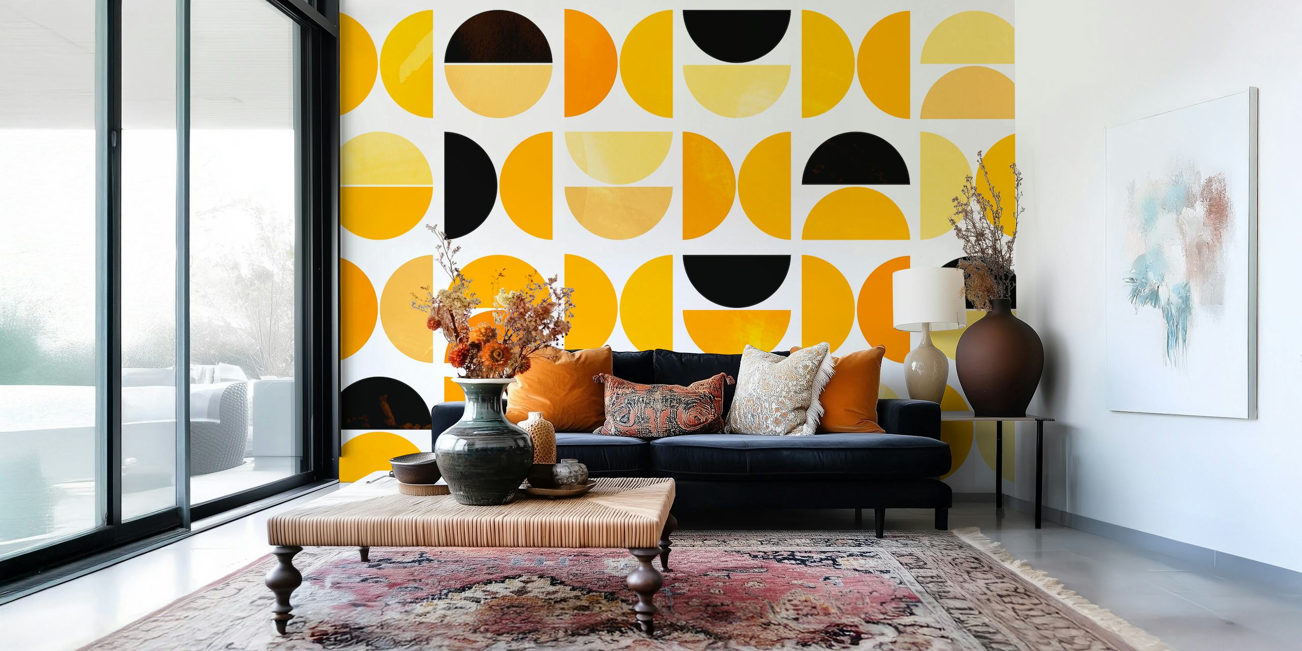 Tapeta Happy Mustard Bauhaus v pokoji