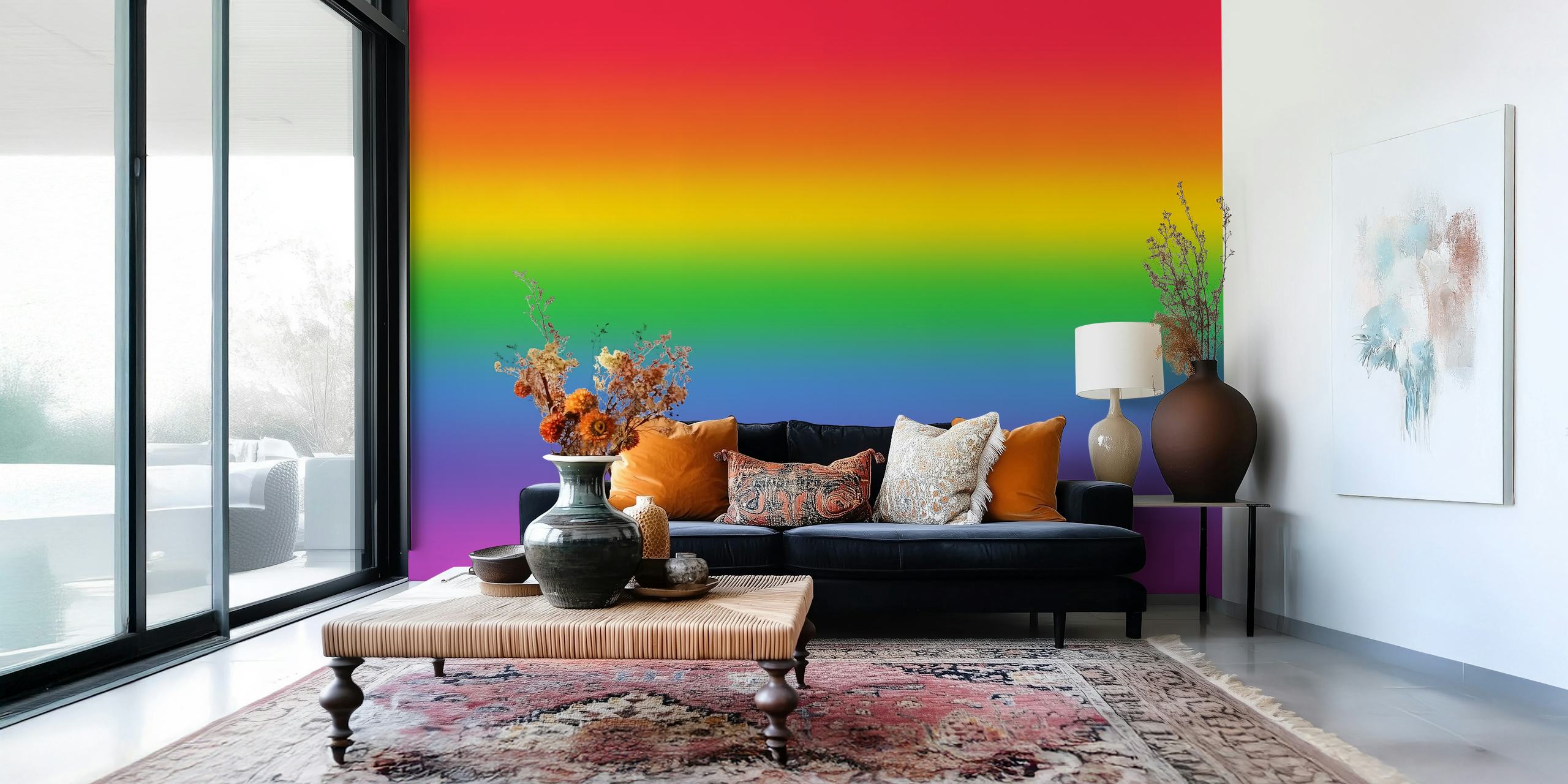 Rainbow Gradient 2 -taustakuva esillä huoneessa