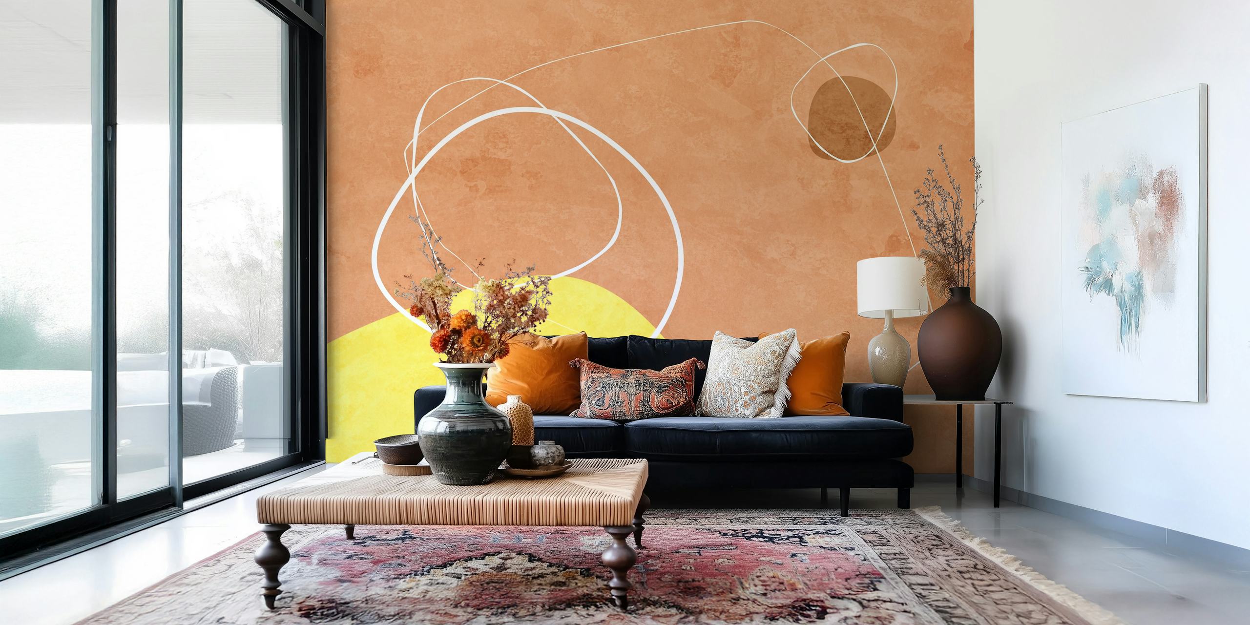 November Sunshine abstracte wallpaper in een kamer