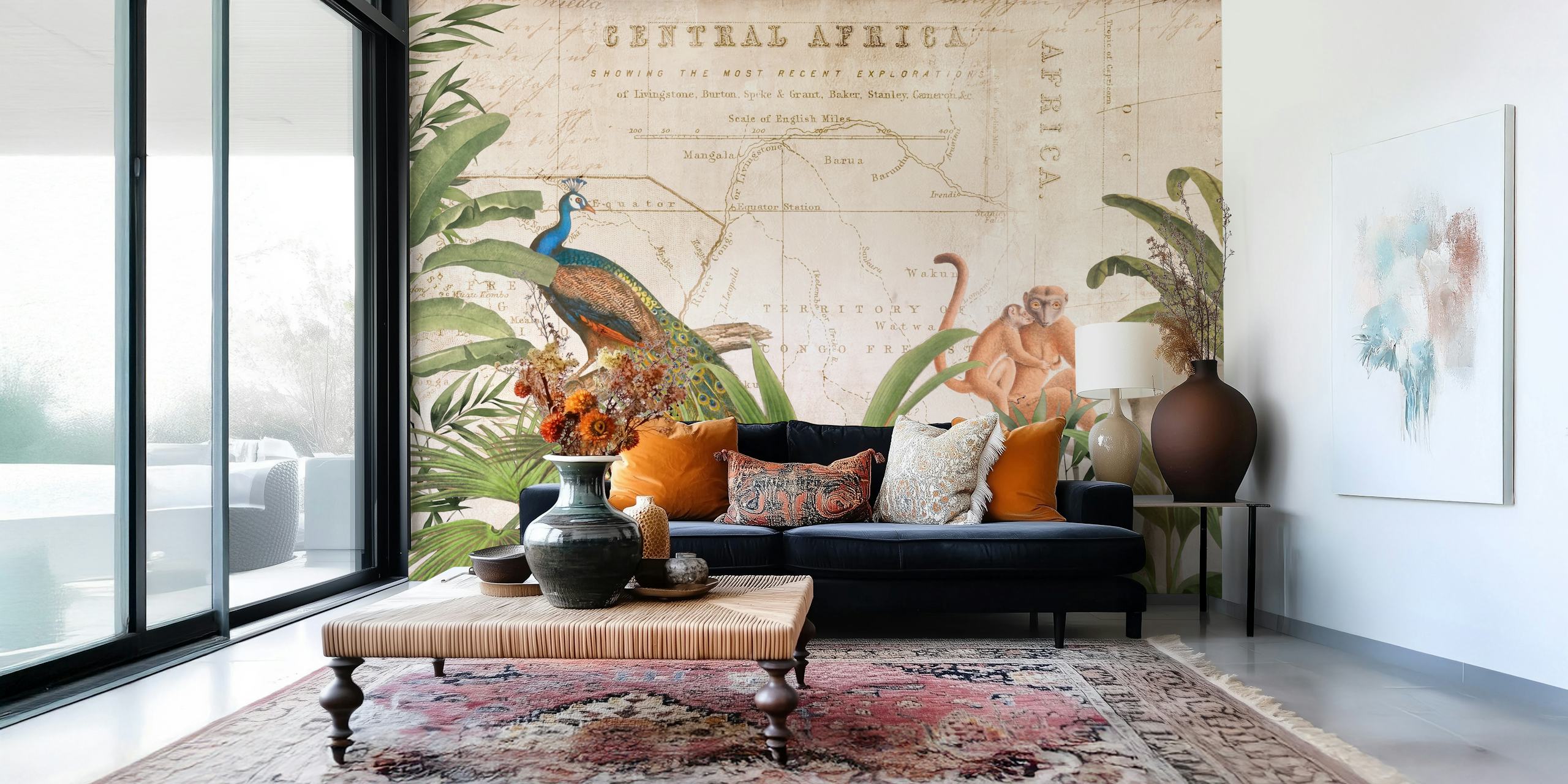 Africa Vintage Wildlife wallpaper in a room