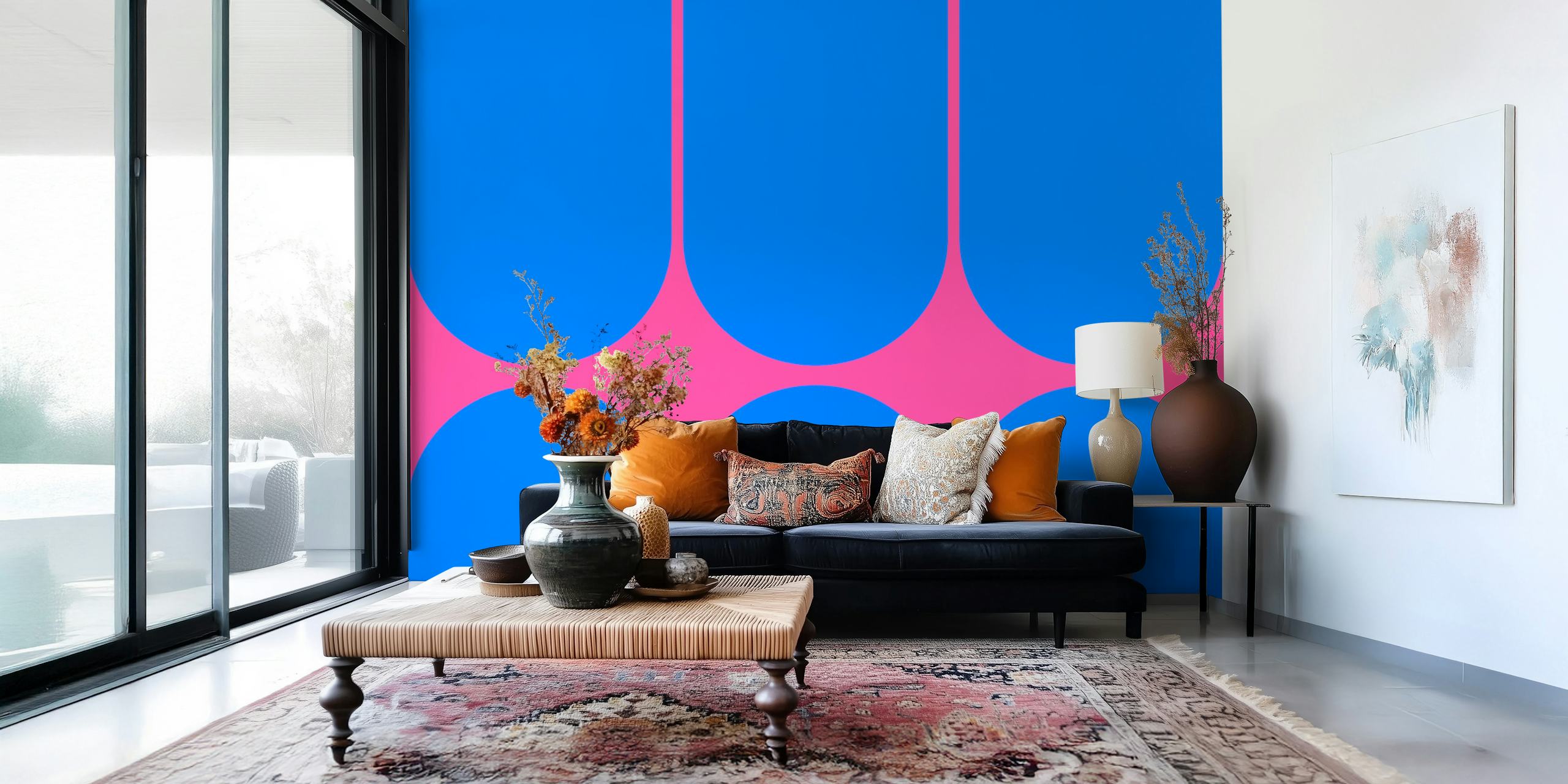 Ταπετσαρία Vivid Mid-Century Minimalist Geometry σε ένα δωμάτιο