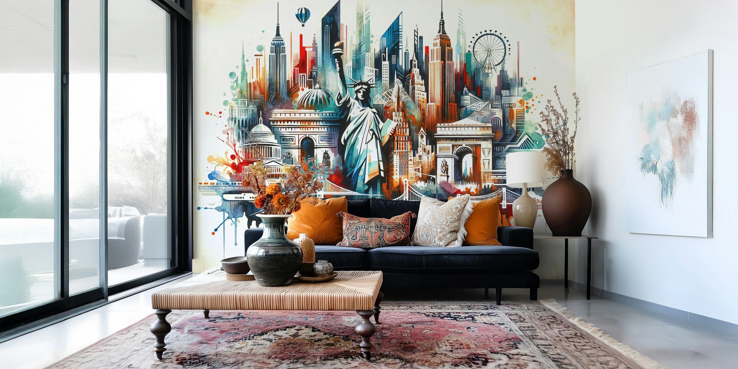 Abstract watercolor wallpaper featuring New York