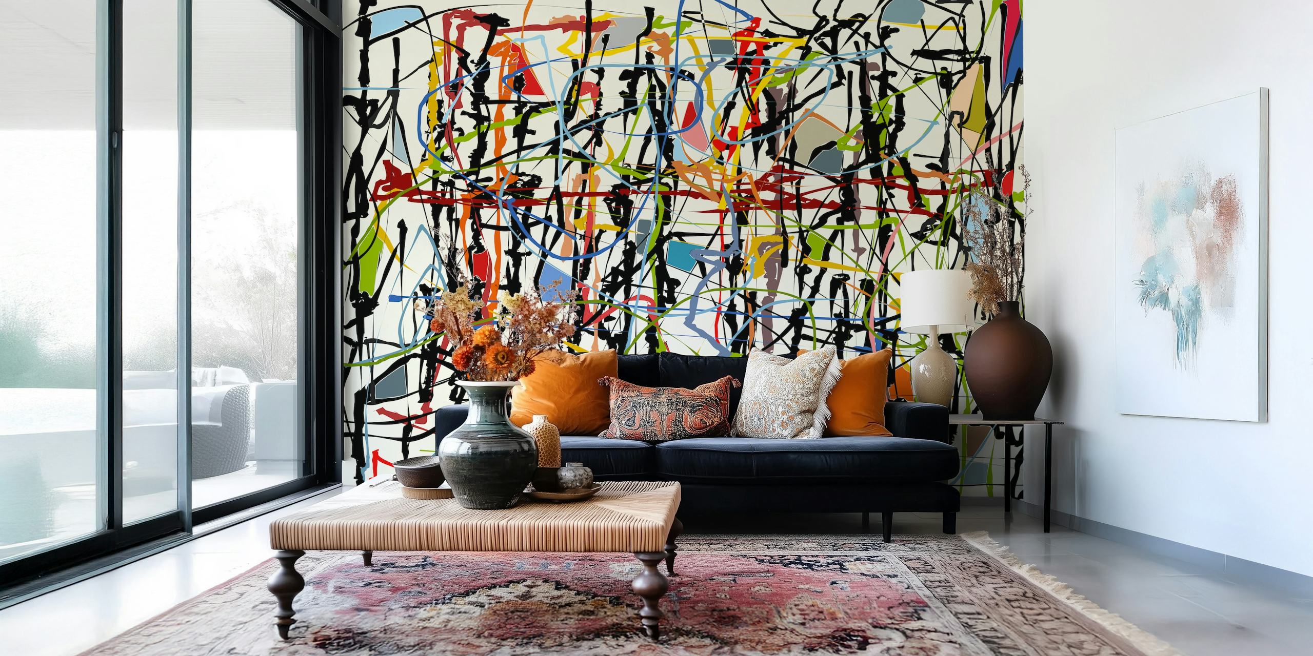 Pollock Wink 50 colorful wallpaper in a room