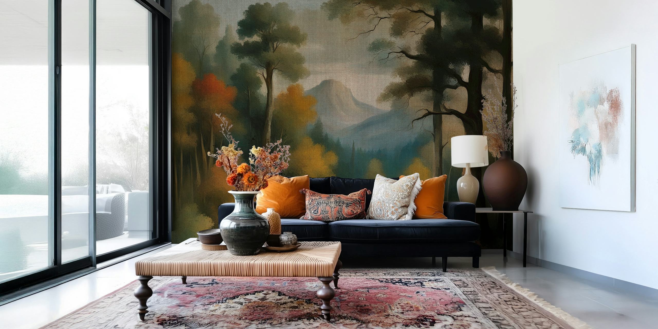 Antique Baroque Forest wallpaper in a room