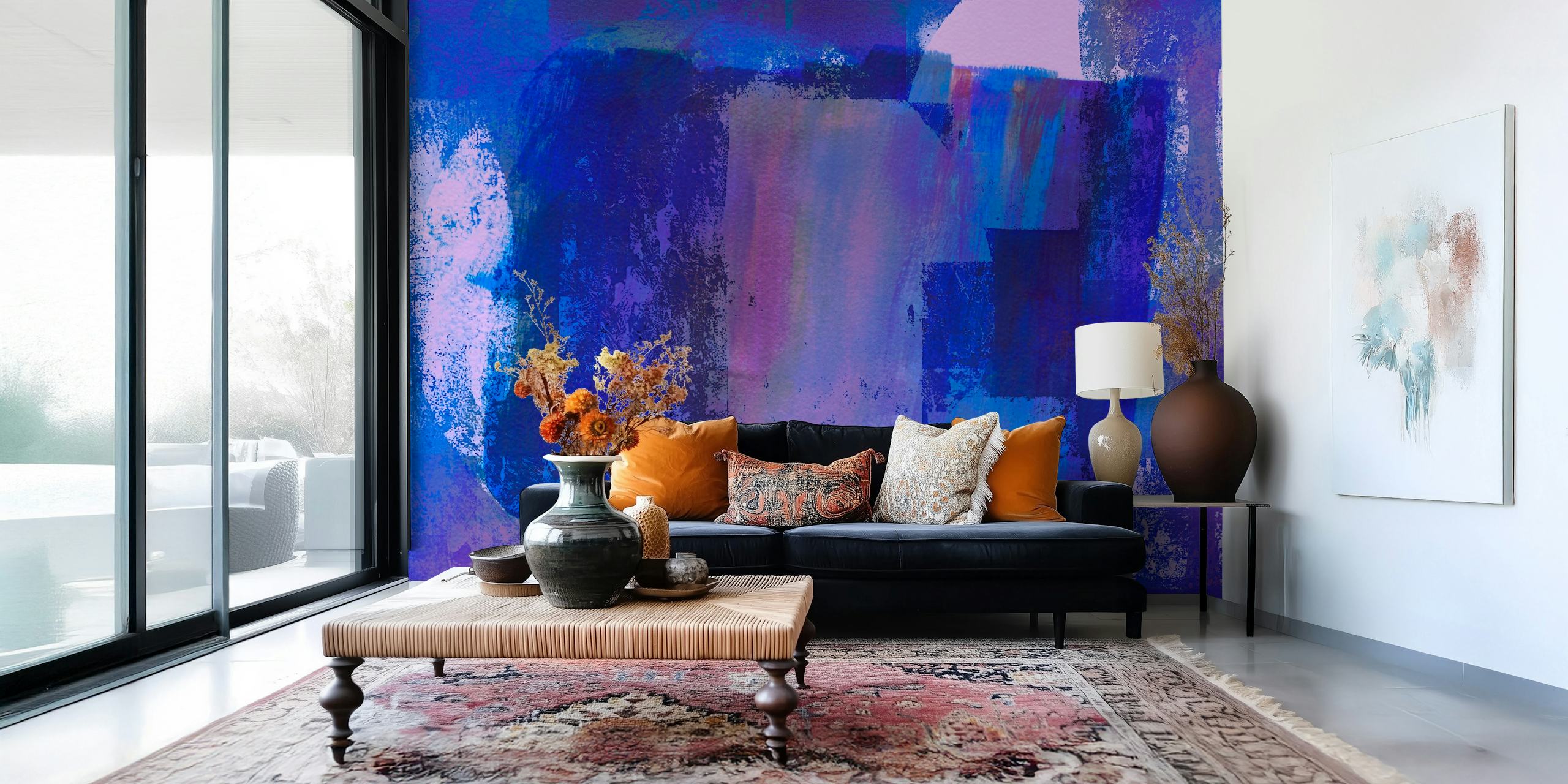 tapeta Blue Bauhaus Surface Design v místnosti