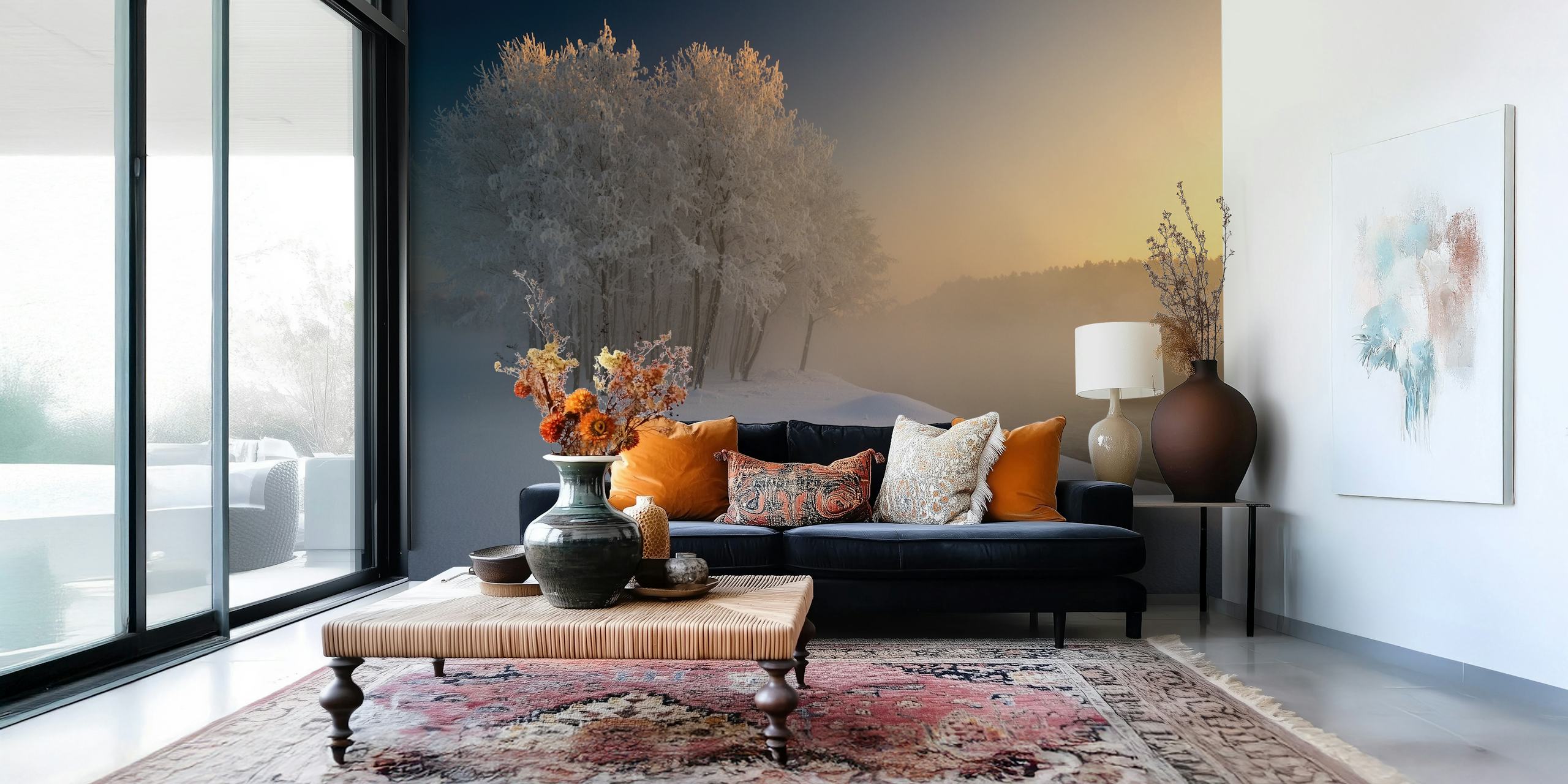 Winter landscape wallpaper huoneessa