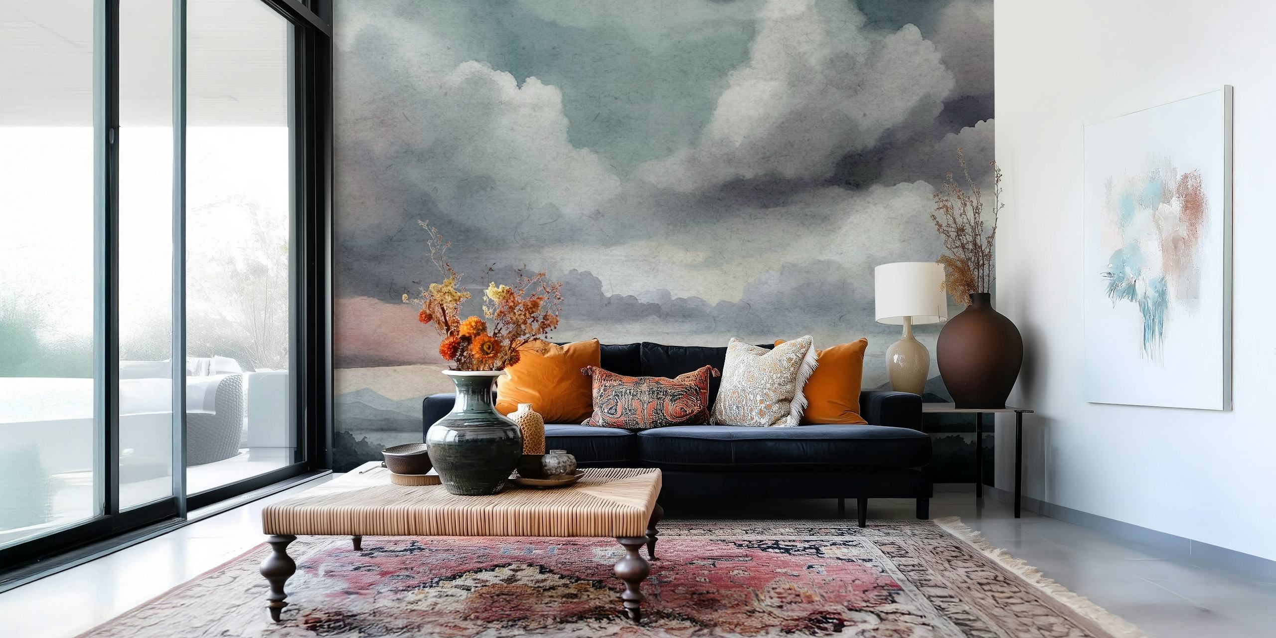 Airy Morning Clouds behang in een kamer