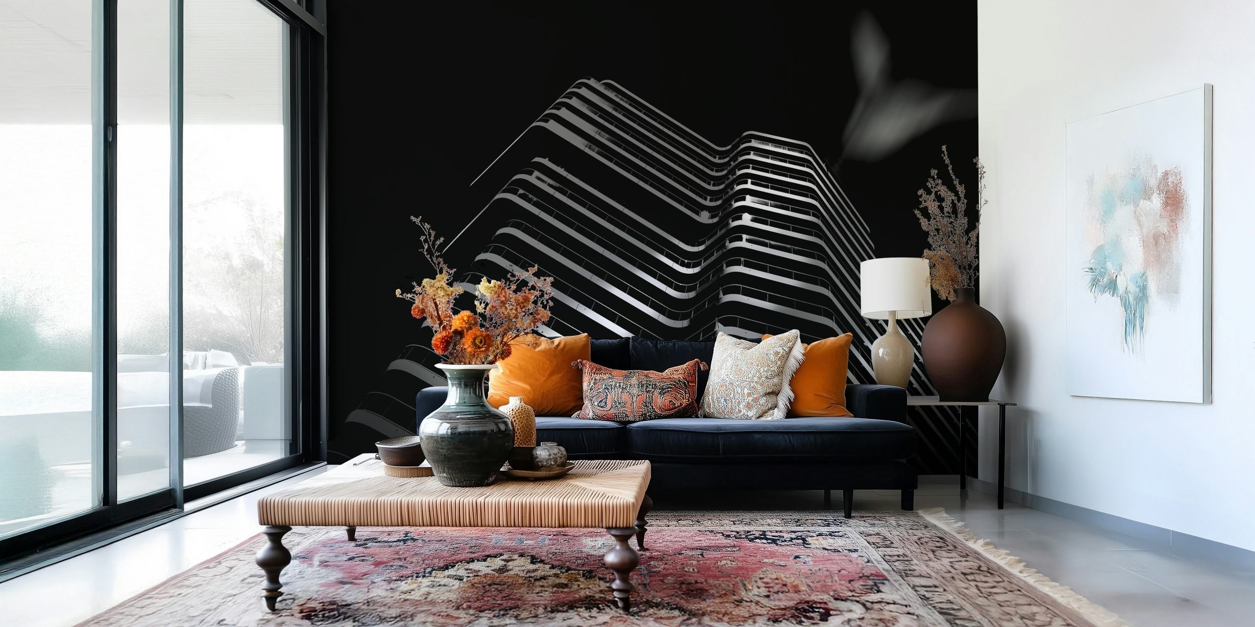 Black and white geometric patterns wallpaper