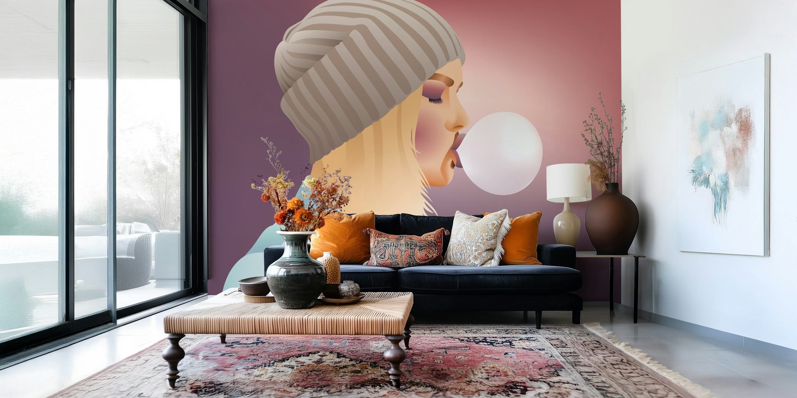 Whimsical wallpaper design in a room
