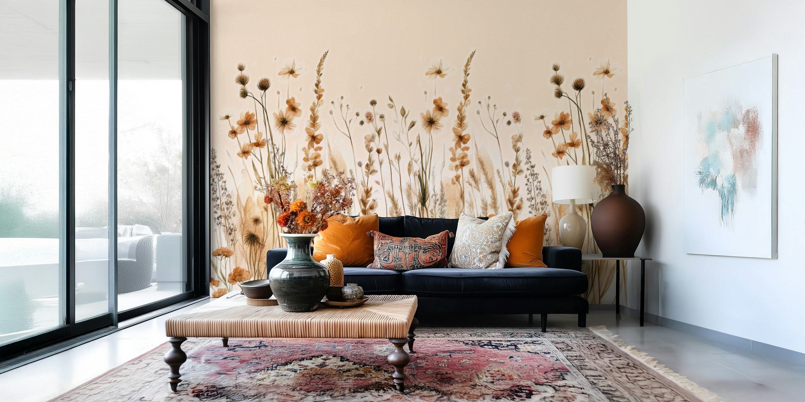 Large Wildflower Dream wallpaper displayed in a room