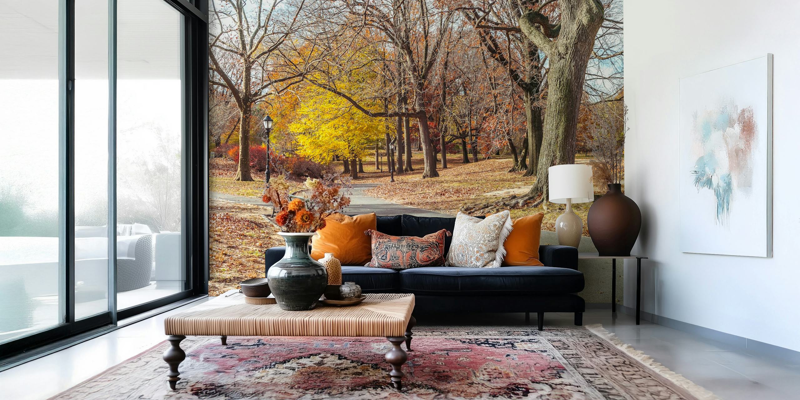 Golden Hues of Central Park wallpaper in a room