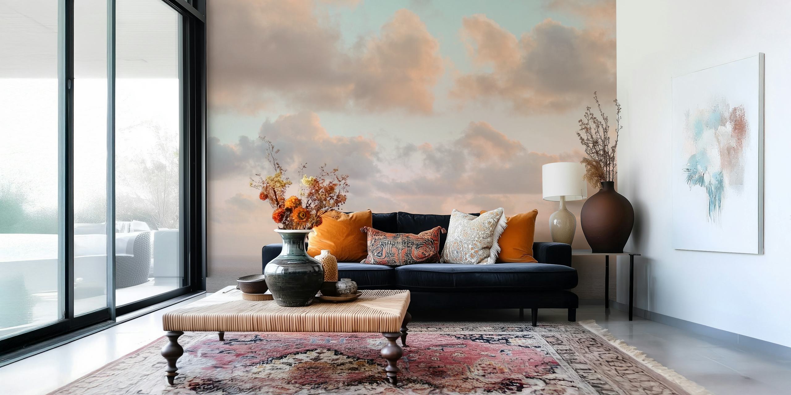 Candy Cotton Clouds Ocean Sunset Tapeta V Pokoji