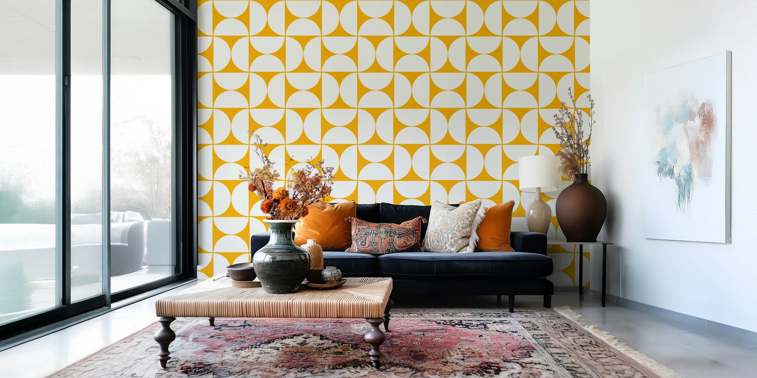 Mid-Century Modern pattern wallpaper in a room