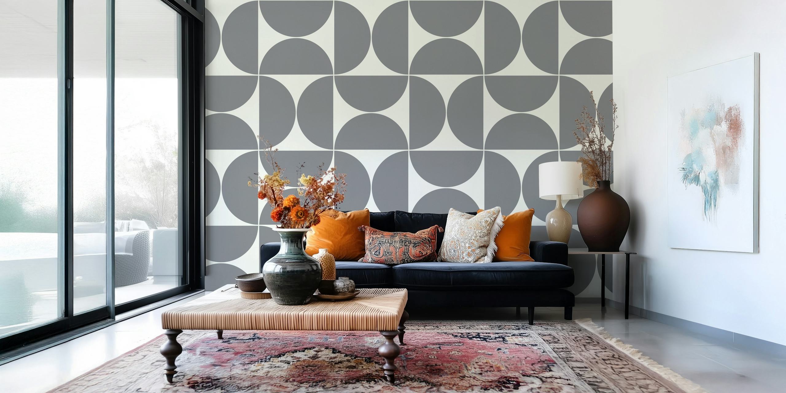 Mid-Century Modern Pattern wallpaper huoneessa