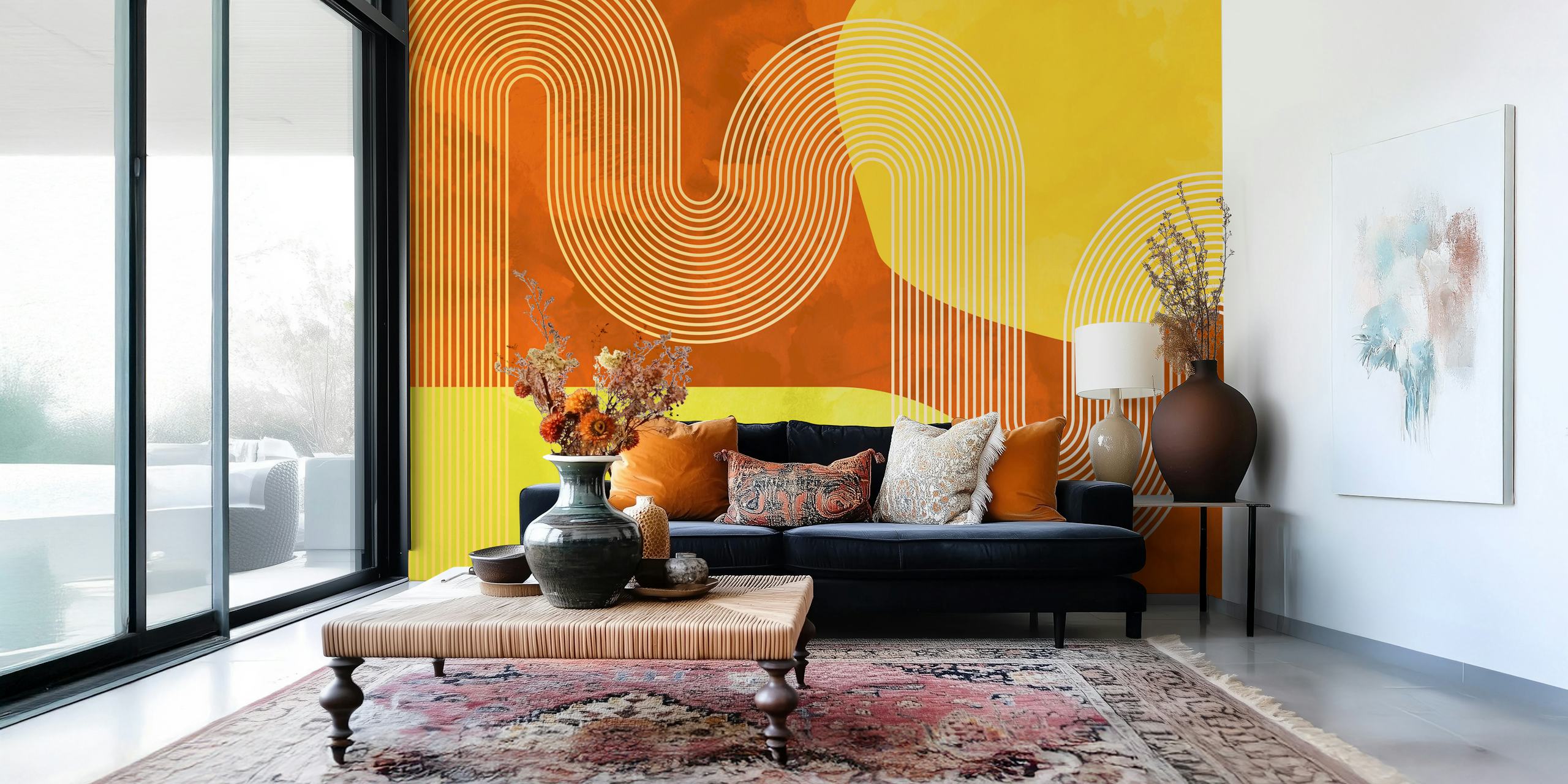 Sunny Mid Century Modern Curvy Lines u sobi
