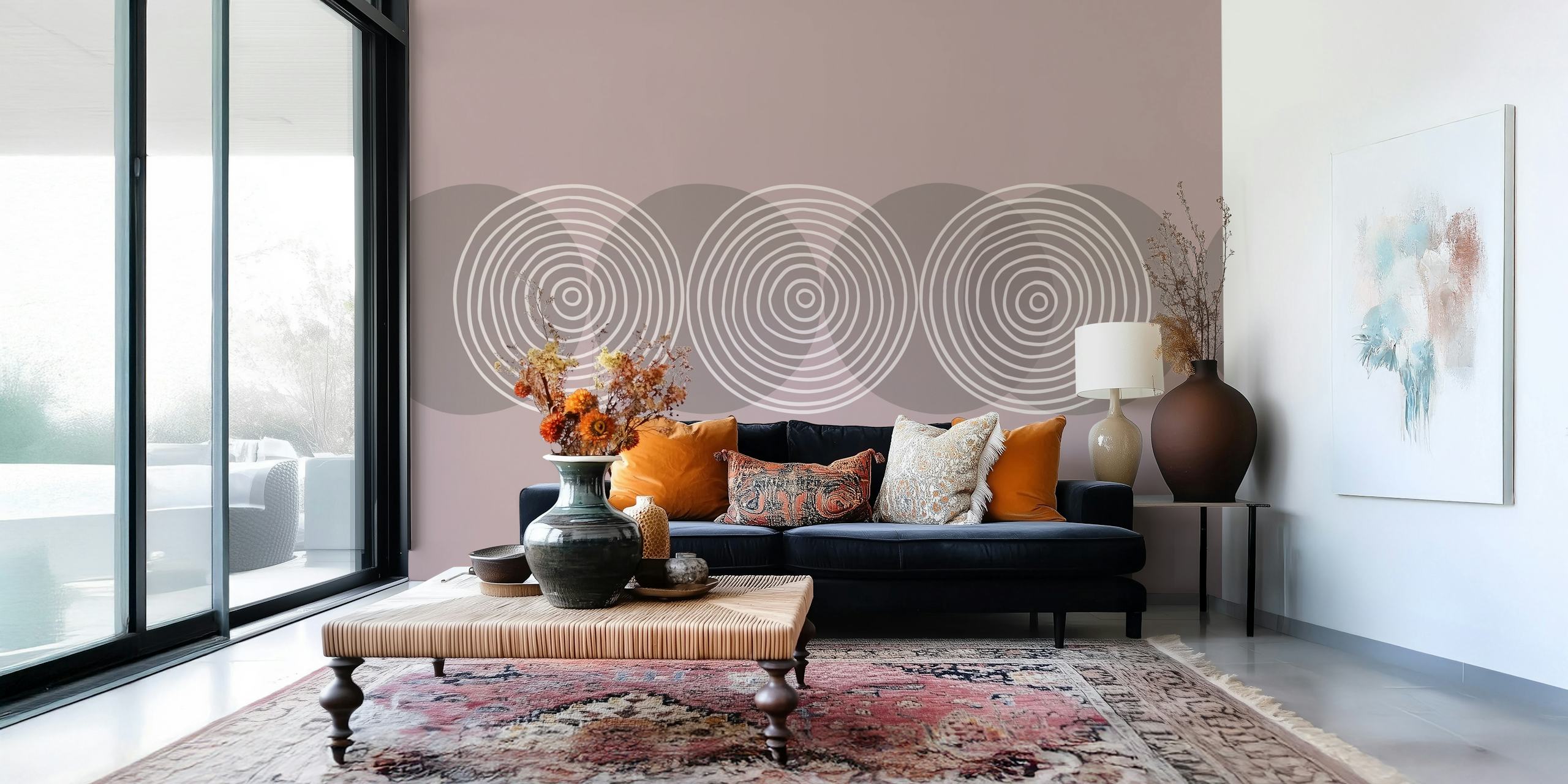 Circle minimalist wallpaper design in a room