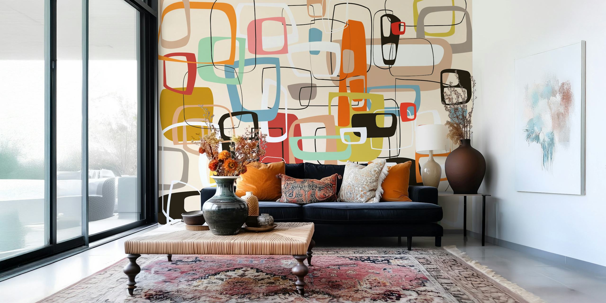 Ταπετσαρία Colorful Pieces 3 σε ένα δωμάτιο