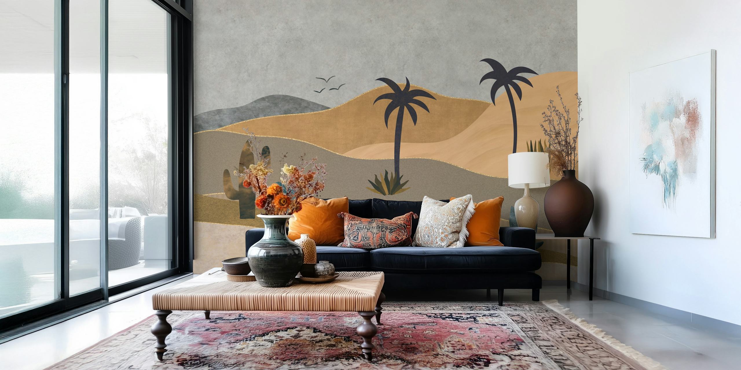 Carta da parati Calm Oasis Landscape Collage in una stanza