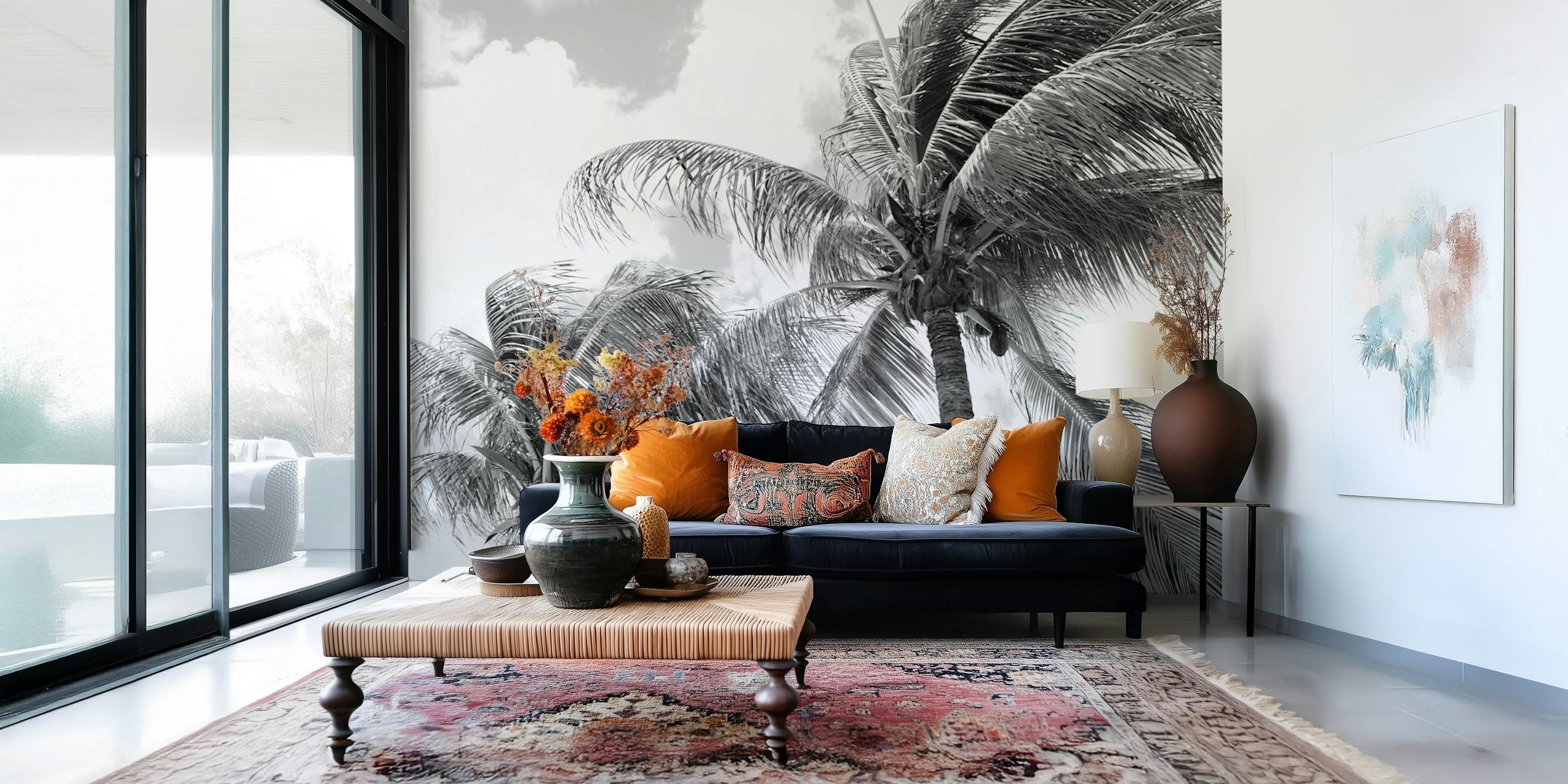 Tropical palm wallpaper design